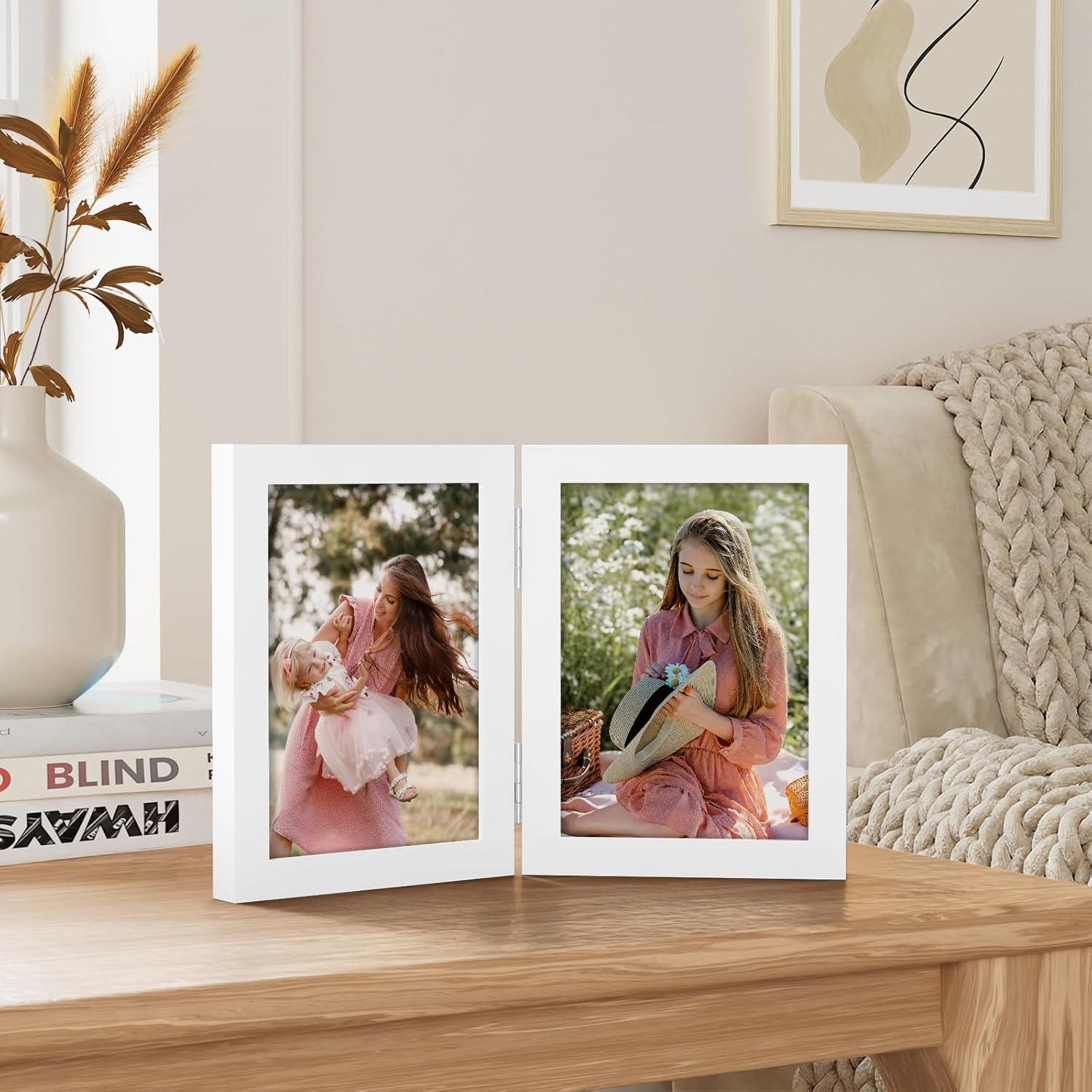 Double Picture Frame / White / 5 x 7