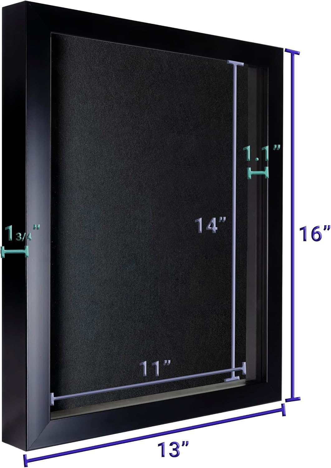 Large Shadow Box, Thick Black Frame | 2 Background Options, Black Felt or Natural Linen | 13x16 ext. Size, fit Photos