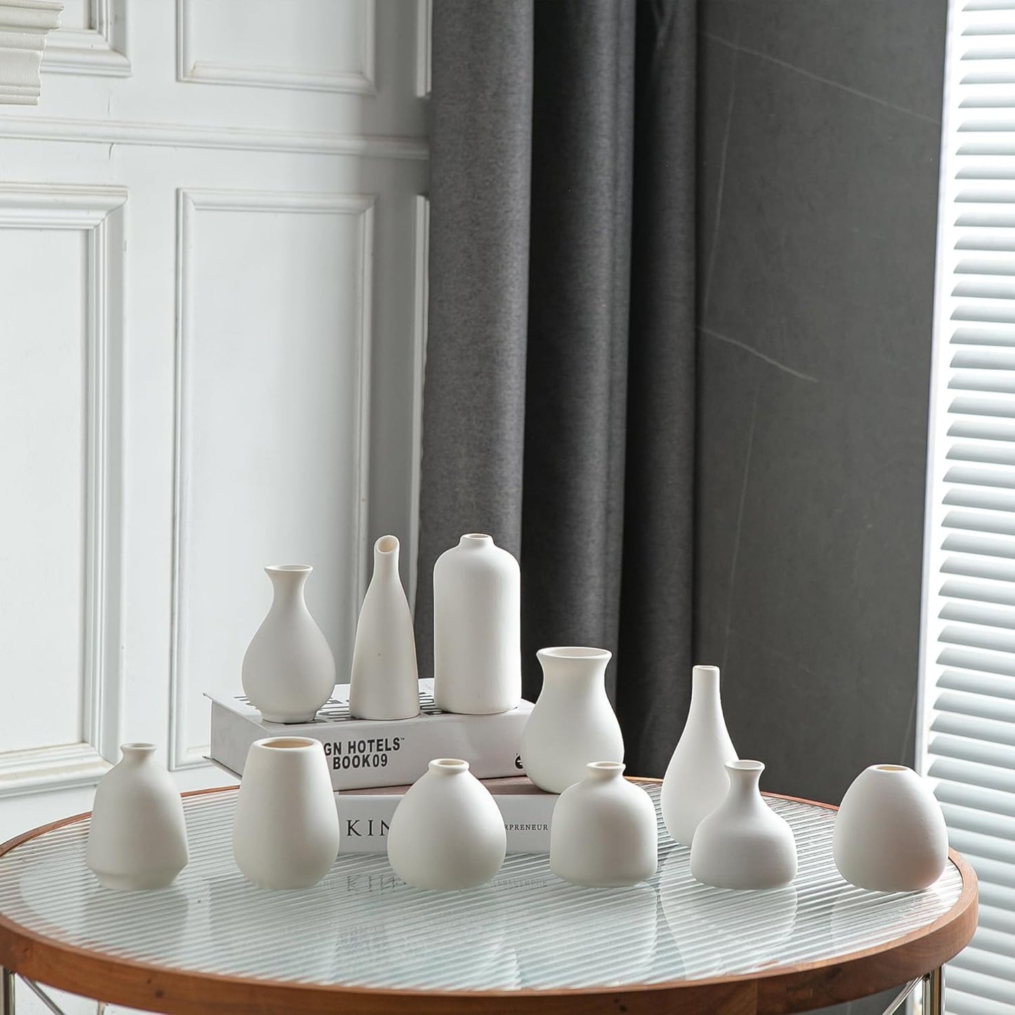 Small Ceramic Vase / White / Set of 11