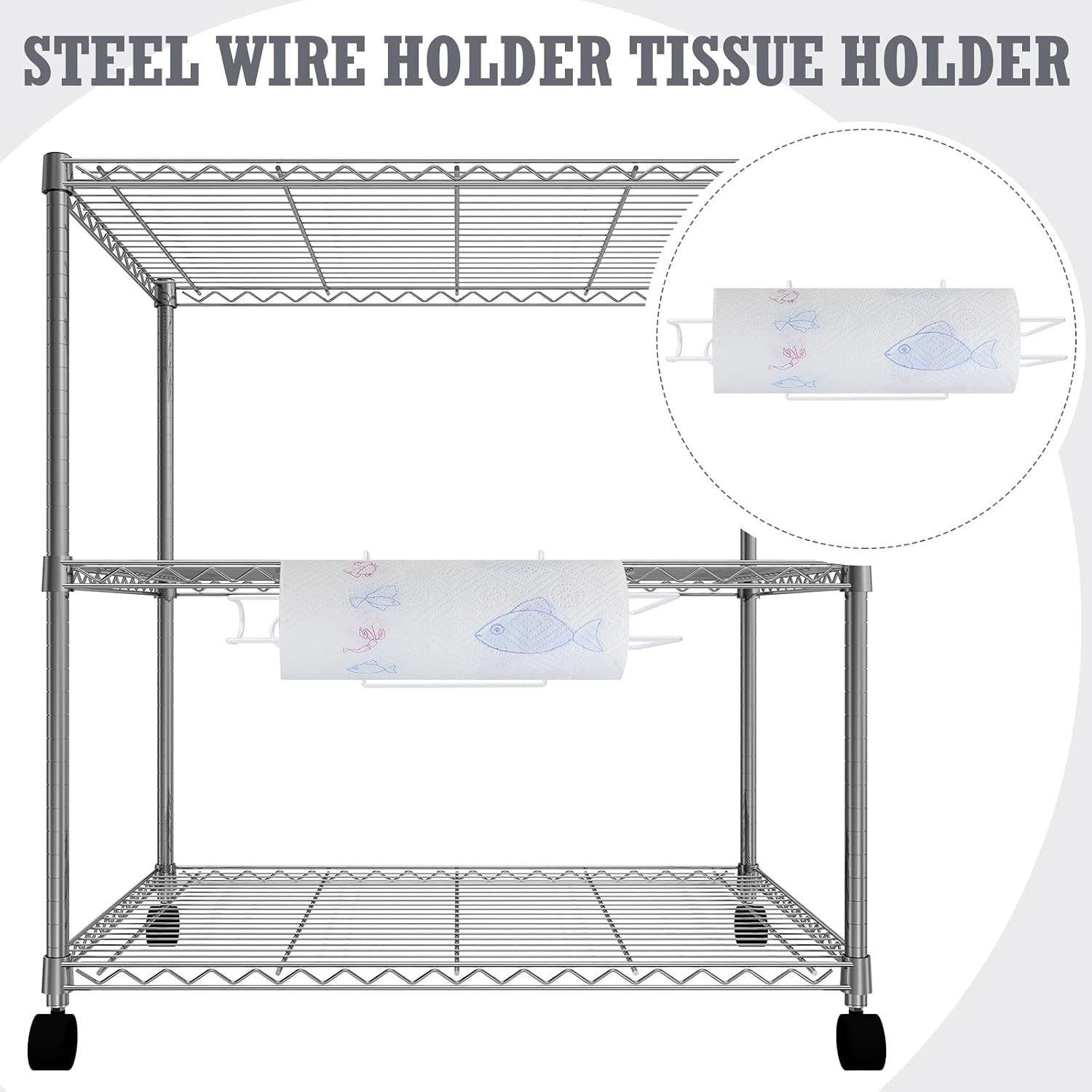 CroBlissful Paper Towel Holder for Wire Shelving 5'' D x 12'' W x 4.5'' H Hanging Paper Towel Holder Wire Shelf
