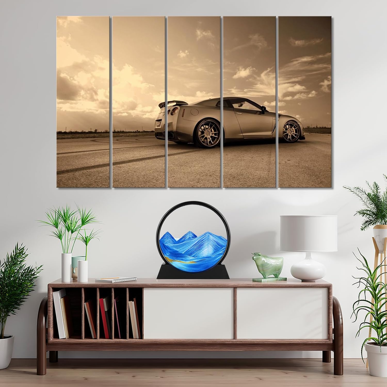 Round Glass 3D Deep Sea Sandscape / Blue / 7in