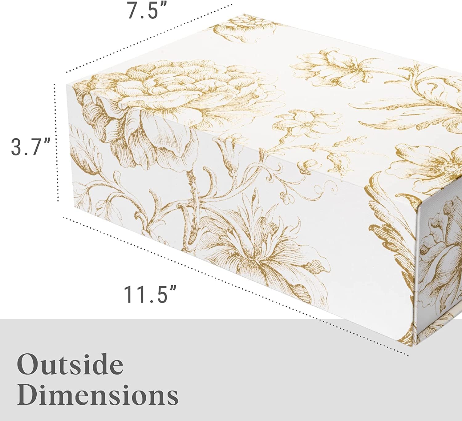 Floral Decorative Boxes / 11.5 x 7.5 x 3.5 / Golden Bouquet / Gold / Set of 3