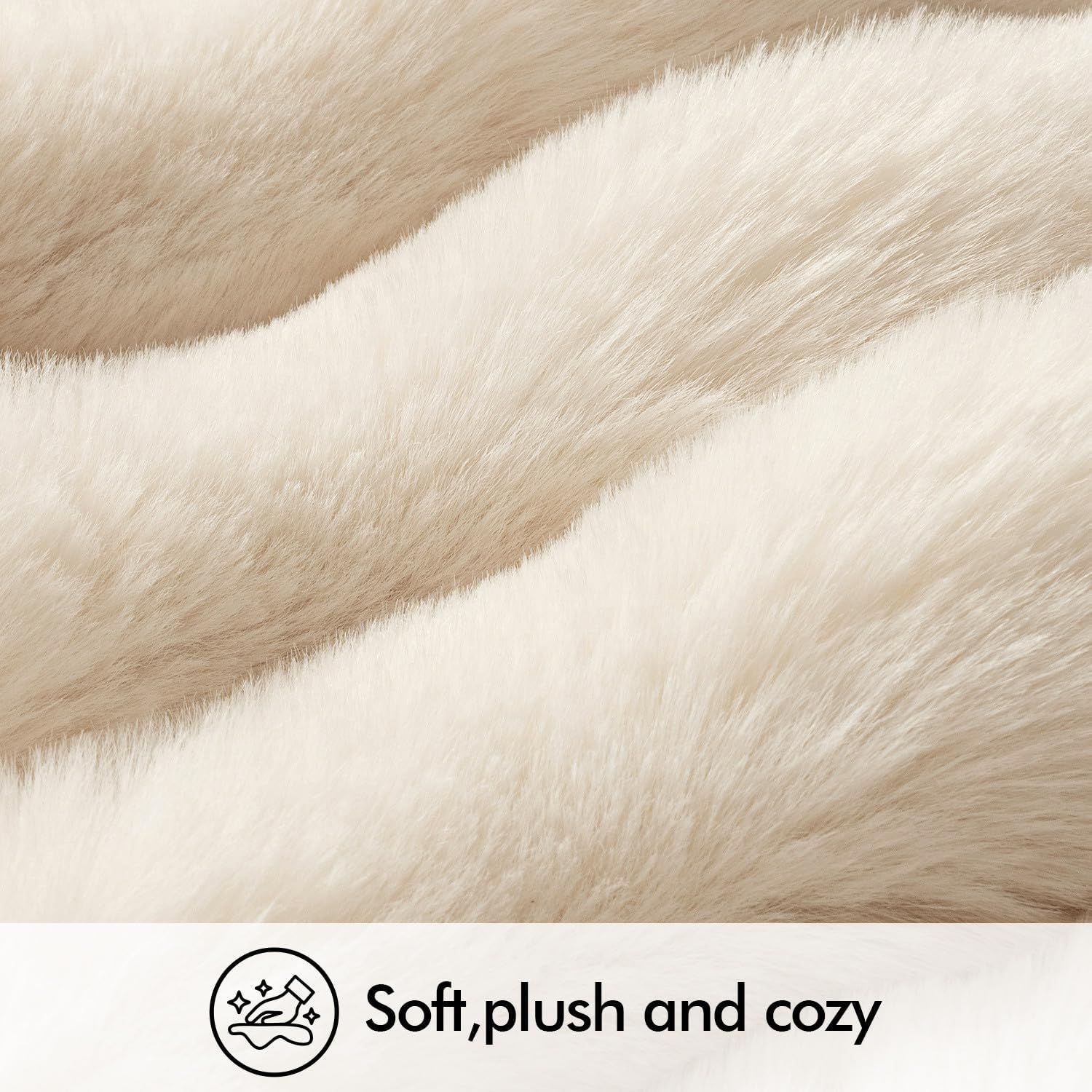 Faux Fur Pillow Covers Thick Soft Plush Throw Pillows Spring Home Decor / 18 x 18 / Beige / Set of 2
