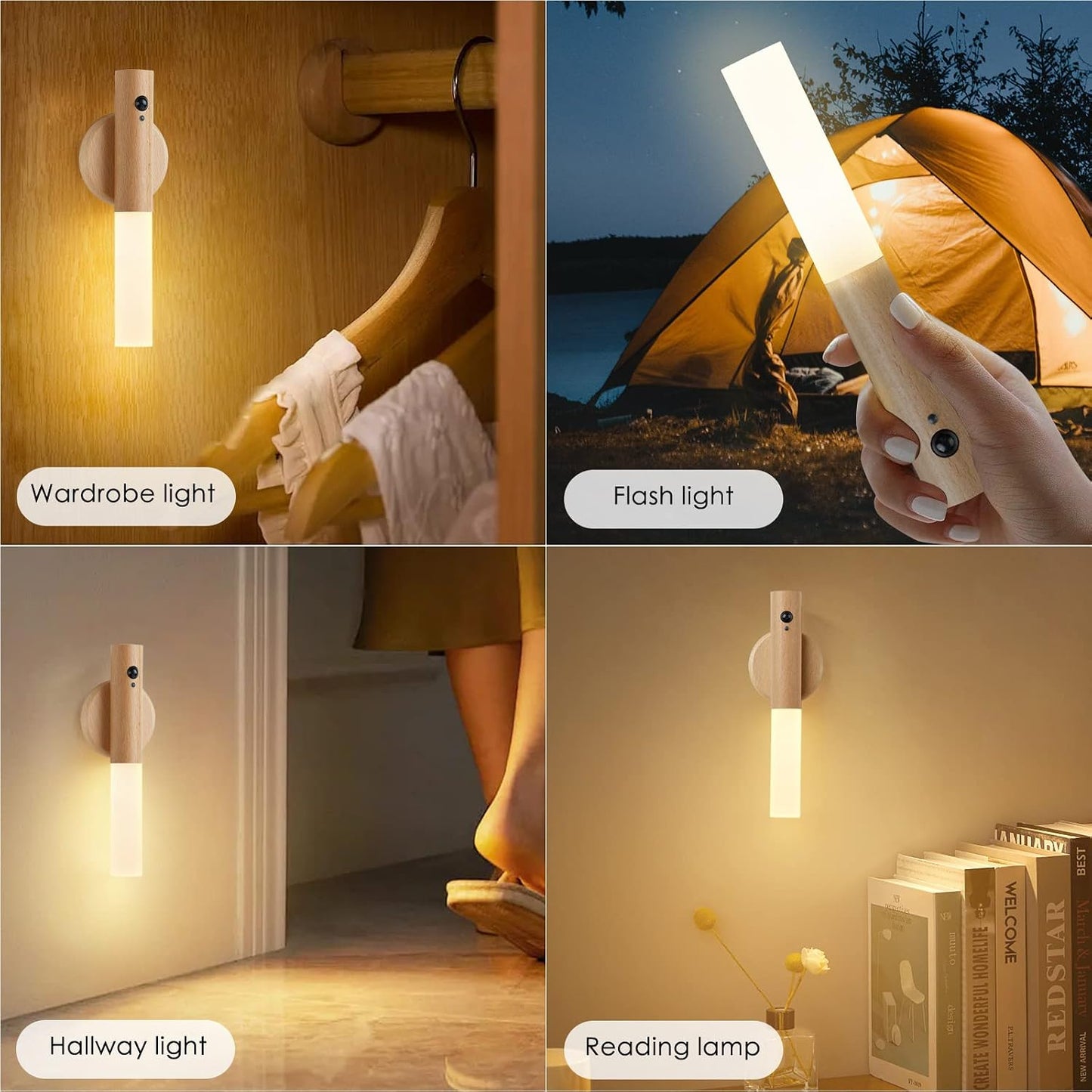 Montford Wall Sconces Set of Two Battery Operated, Motion Sensor Night Light Magnetic Wall Light Rechargeable Wall