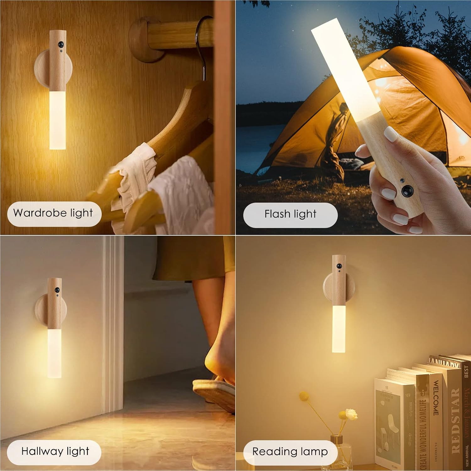 Montford Wall Sconces Set of Two Battery Operated, Motion Sensor Night Light Magnetic Wall Light Rechargeable Wall