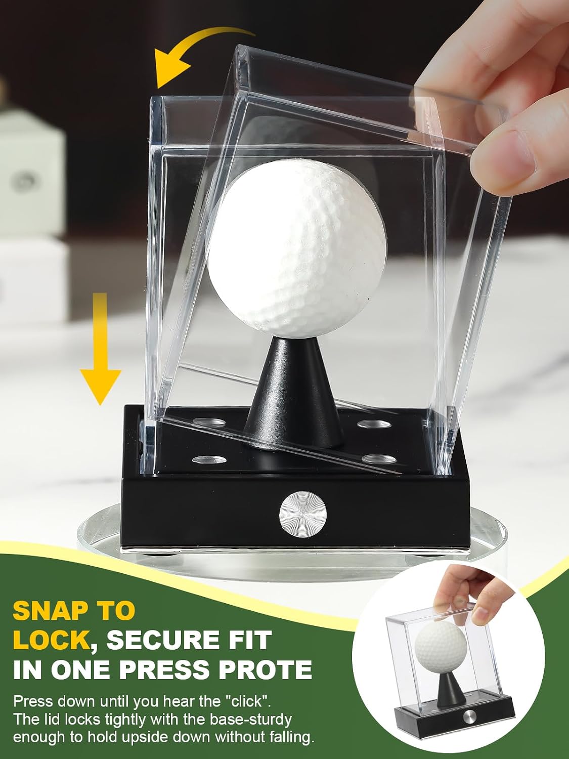 Cordless LED Golf Ball Display Case, Clear Acrylic Single Golf Ball Stand with 10 Color Light up, Autograph Cube