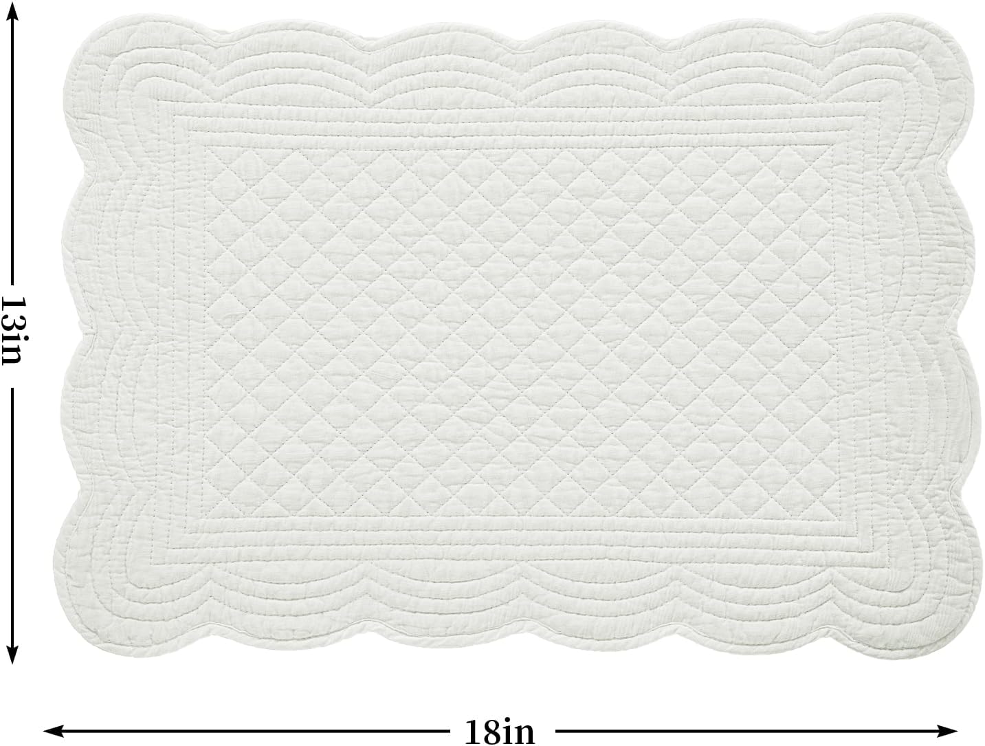 HOMBYS Quilted Placemats Set of 6 Washable-13x18 inches Rectangular Placemats for Kitchen Table-100% Cotton Fabric
