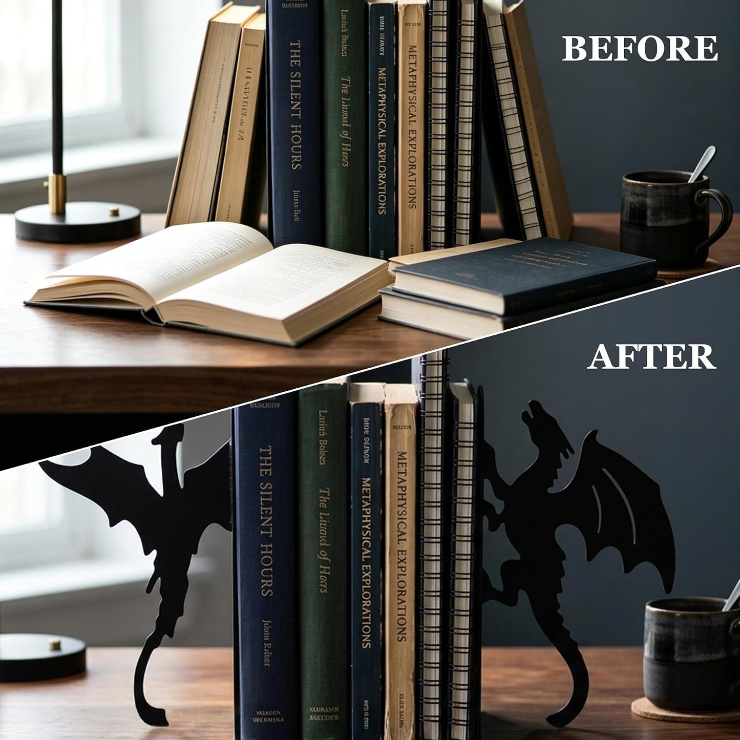 Dragon Metal Bookends Decorative Book Ends / Set of 2