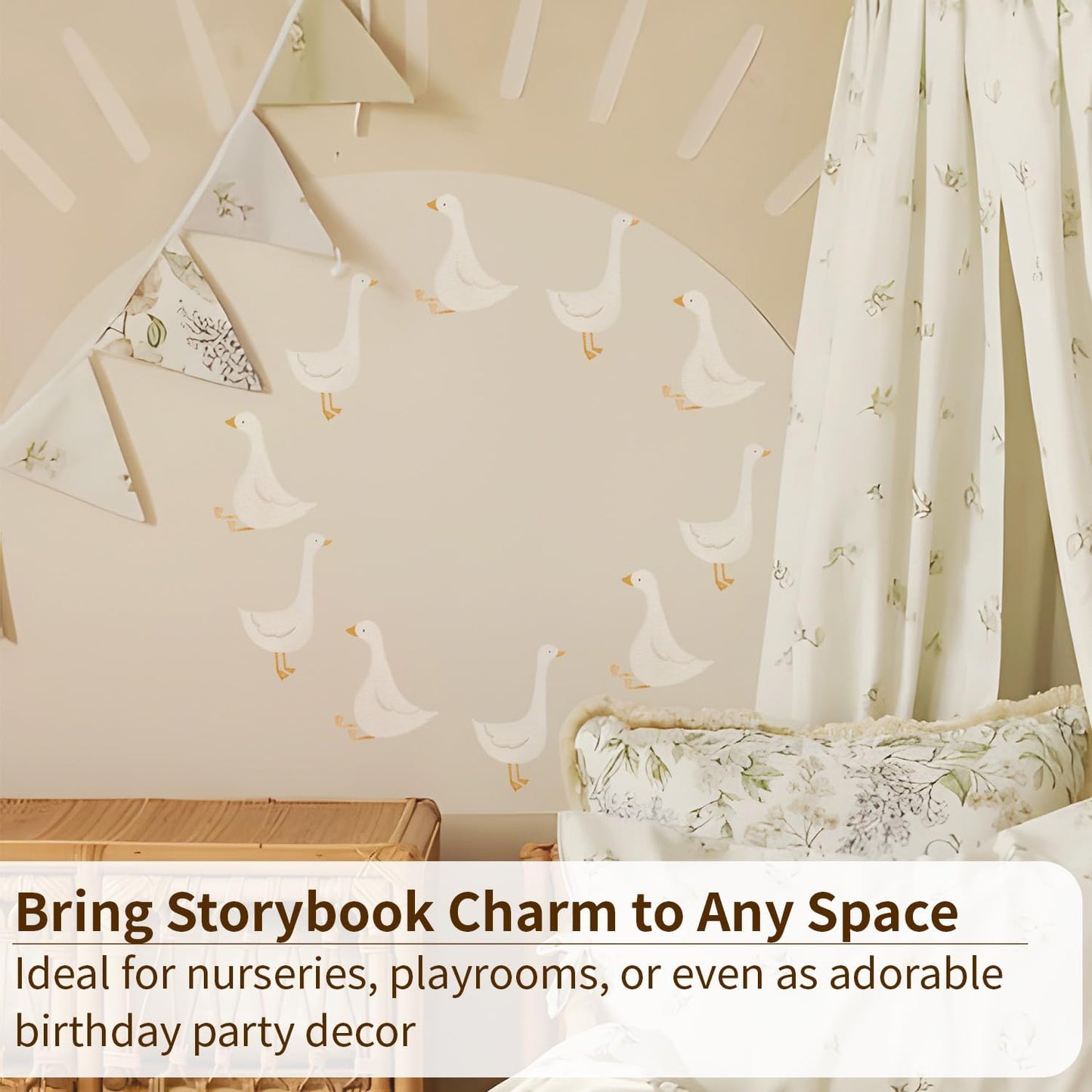 Boho Nursery Animal Wall Decals Peel and Stick / Little Goose / Set of 32