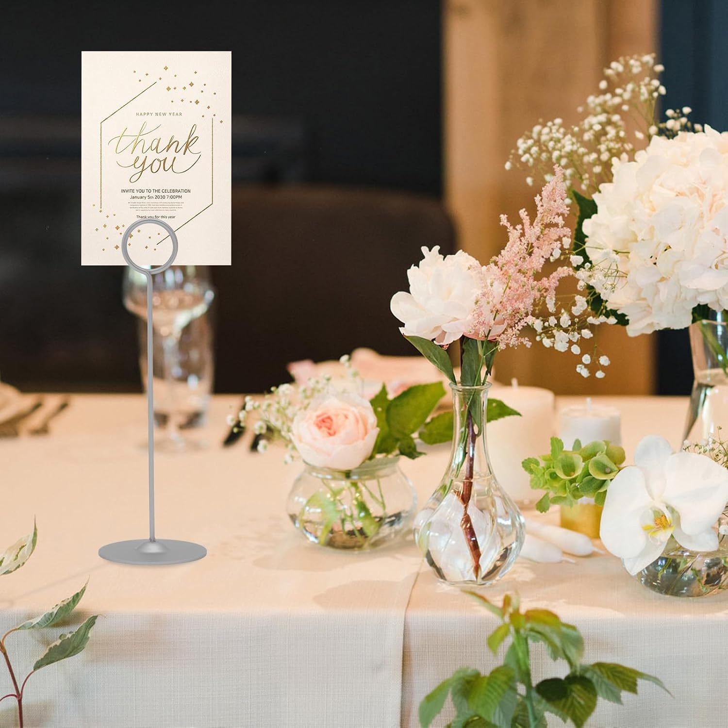 Urban Deco 16 Pieces Table Card Holder 8 inches Table Number Holders Place Steel Card Holders for Photos, Food Signs