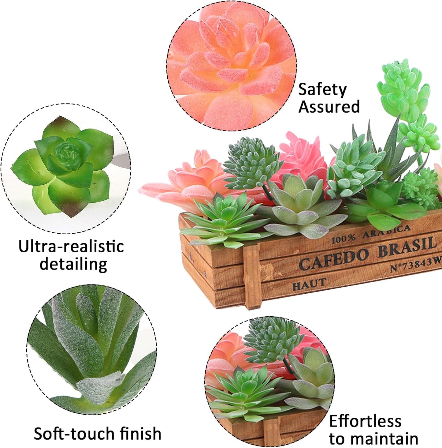Mini Artificial Succulents Plants Unpotted Faux Succulent / Set of 12