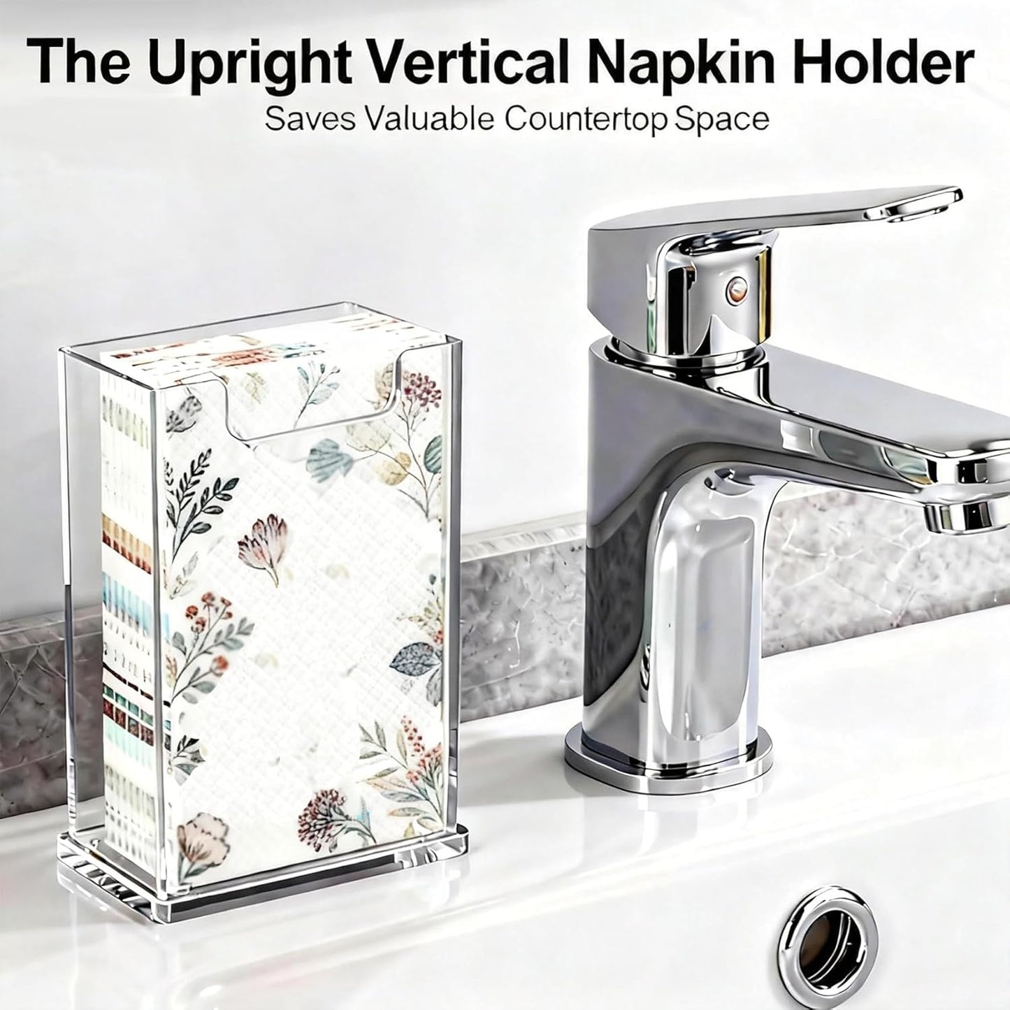 Acrylic Napkin Holder Guest Towel Dispenser 4mm Thick / Vertical / Clear