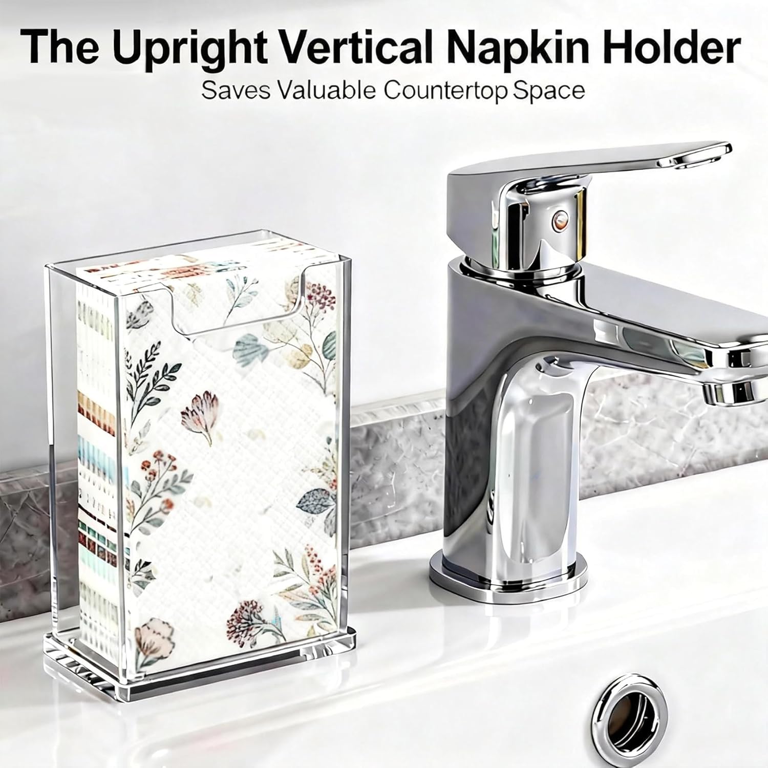 Acrylic Napkin Holder Guest Towel Dispenser 4mm Thick / Vertical / Clear