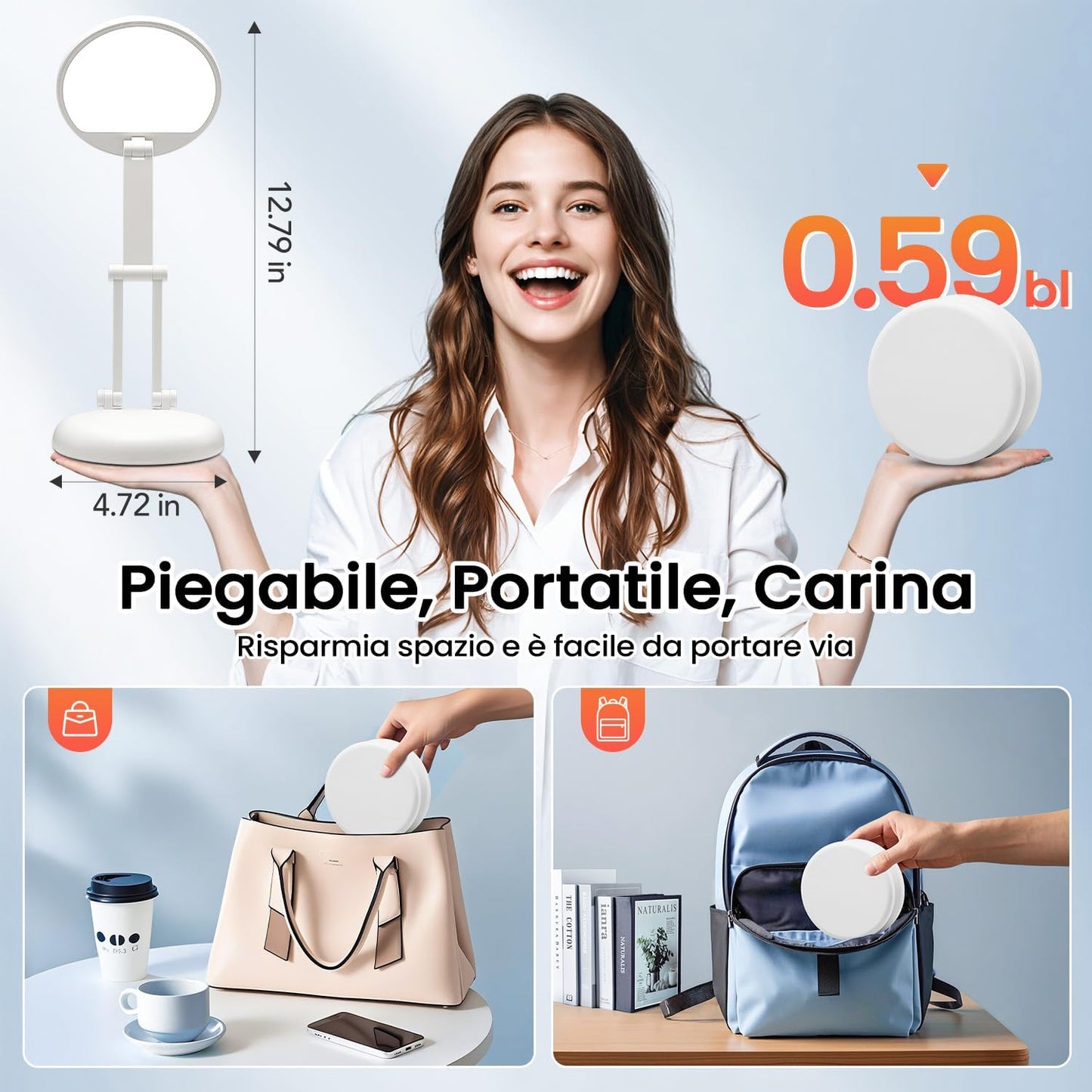 Battery Battery Operated Cordless Rechargeable Lamp - 3600mAh 10 Brightness Wireless LED Desk Table Lamp, Small Mini