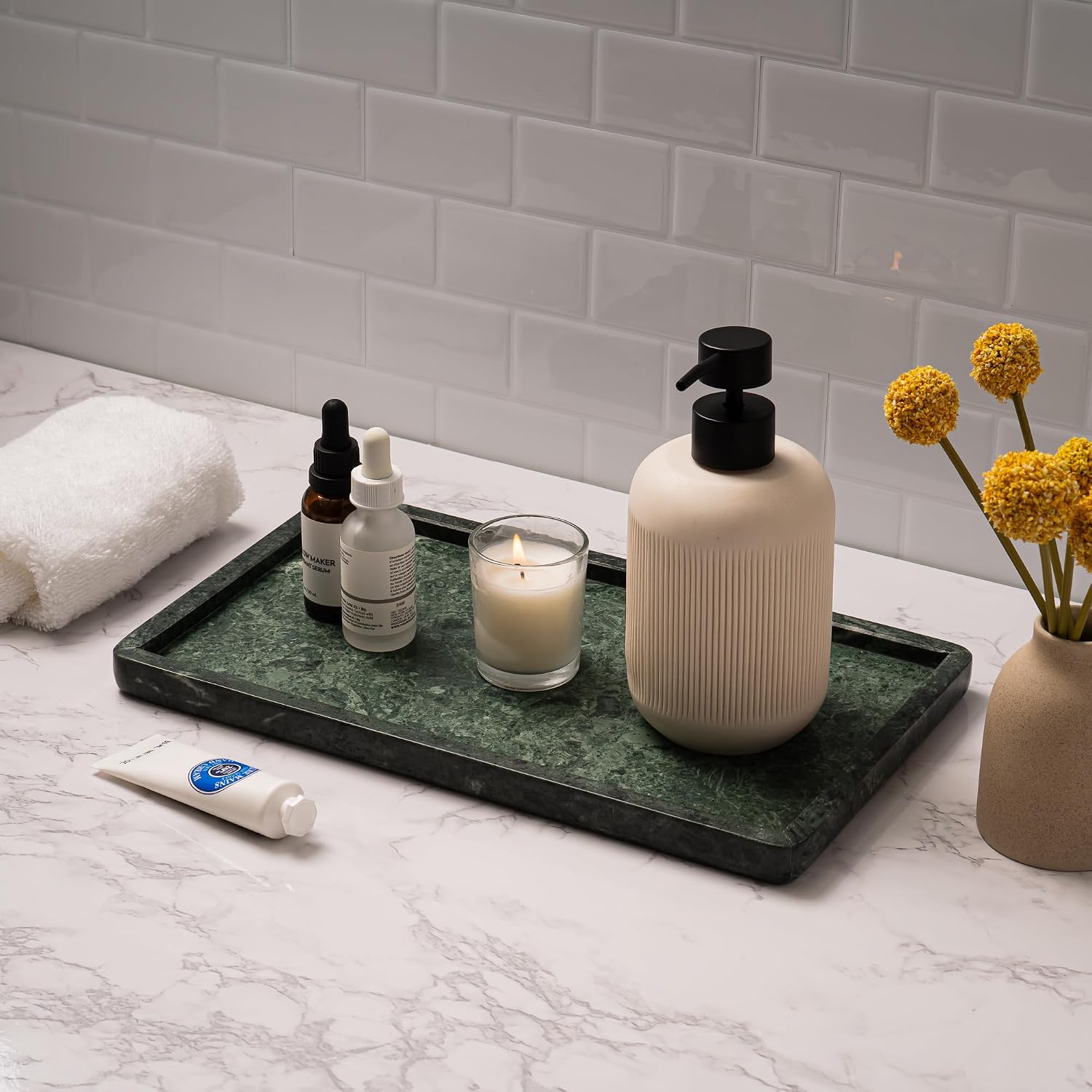 Marble Tray / ½" Large Vanity Tray / Green / 13 x 7.5 x 0.8