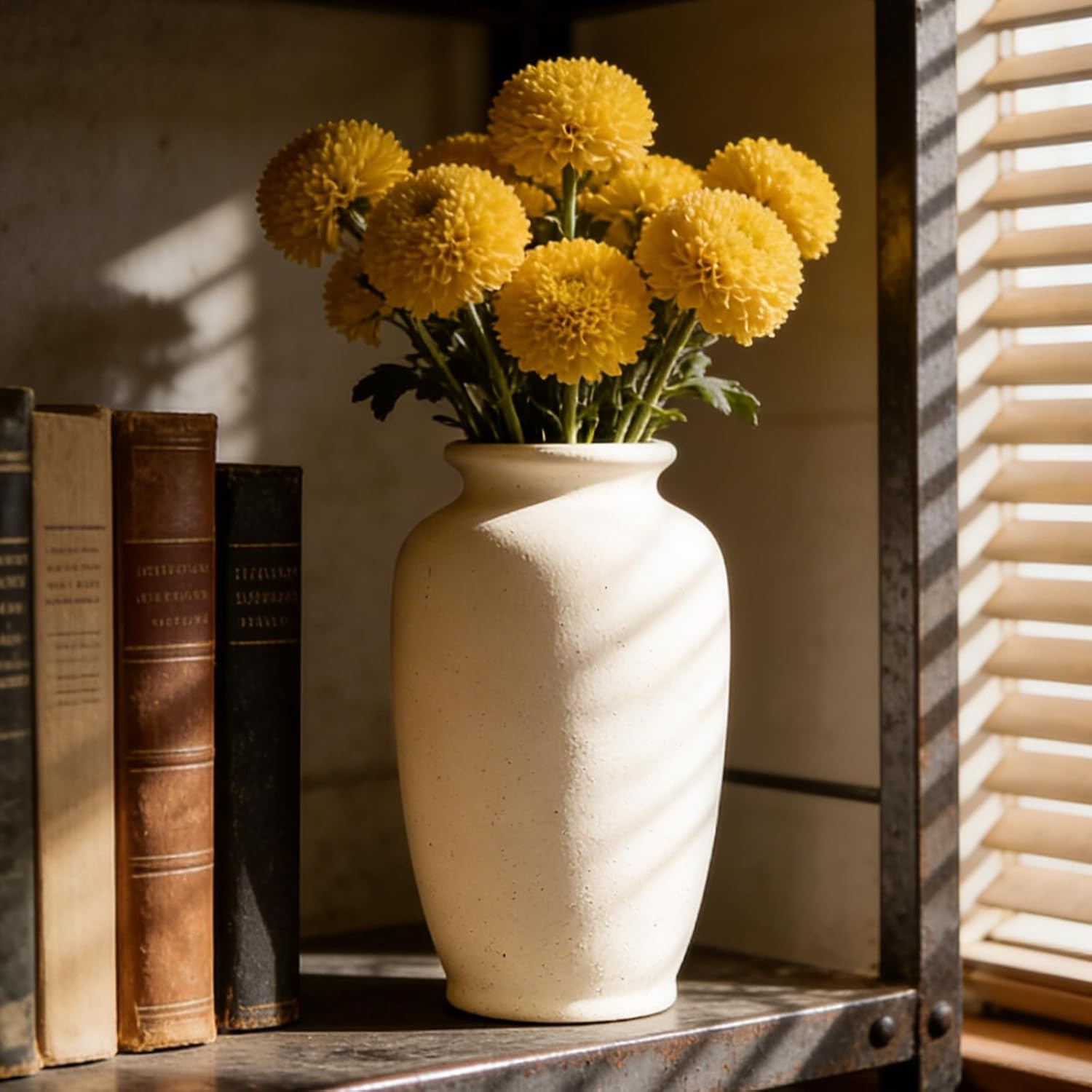 White Ceramic Vase-Boho Decorative Vase / White L