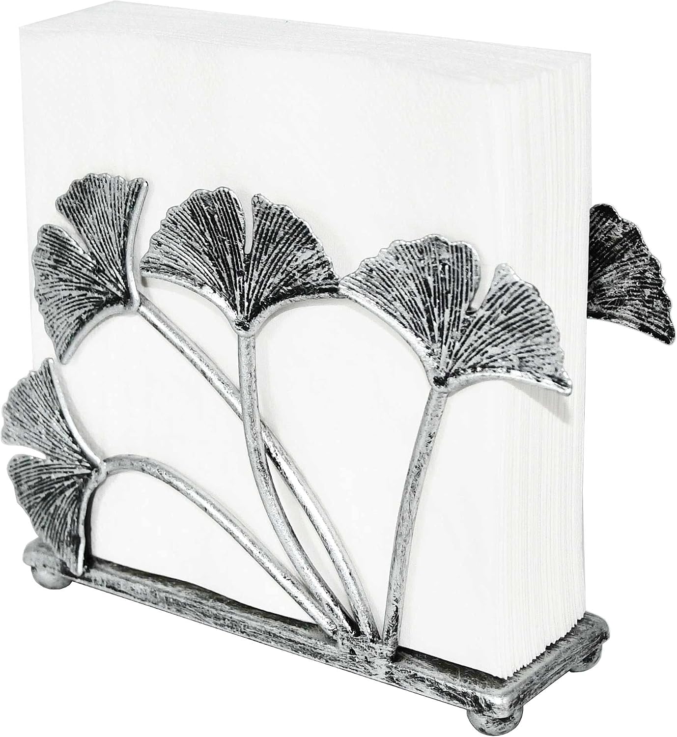 Modern Ginkgo Leaves Design Napkin Holder / Silver