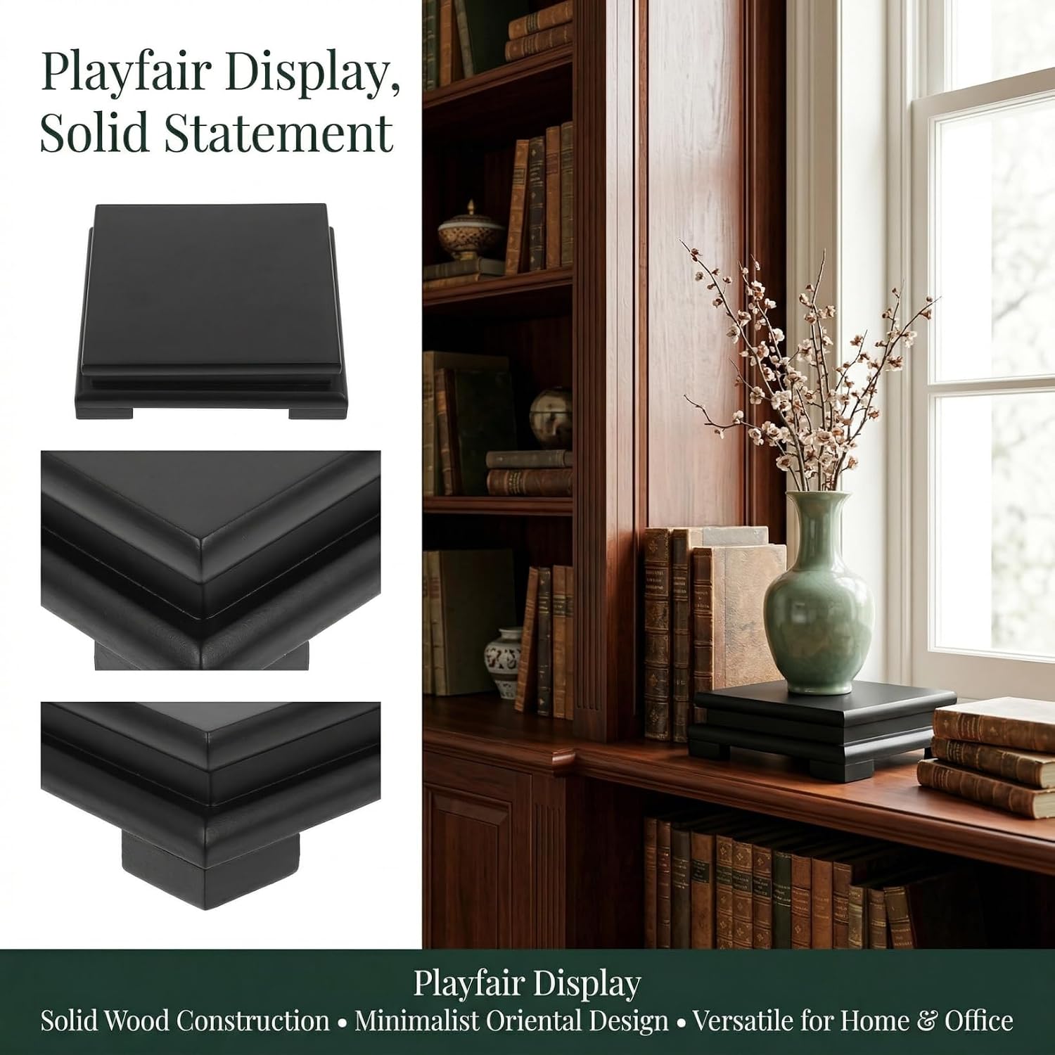 Chinese Plant Stand Oriental Furniture Wooden Display Base Square Pedestal Vase Base Table Lamp