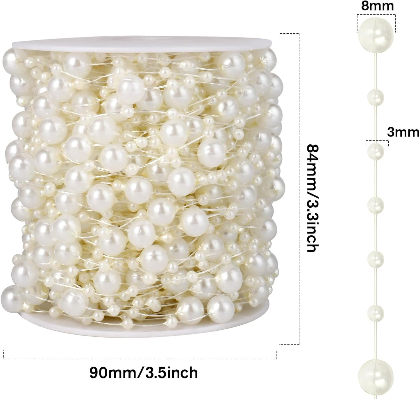 Pearl Beads String Garland / Ivory Pearls / 196FT / 196 Inch