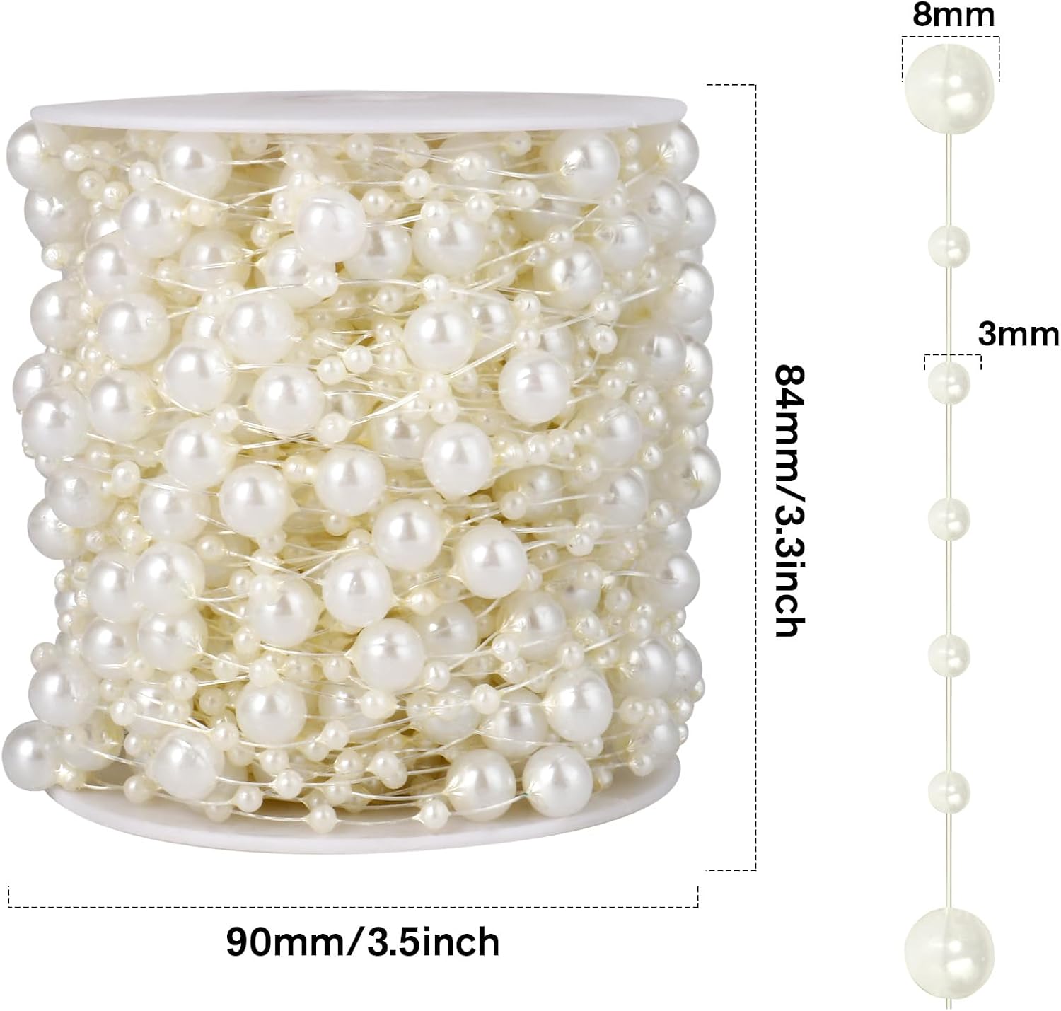 Pearl Beads String Garland / Ivory Pearls / 196FT / 196 Inch