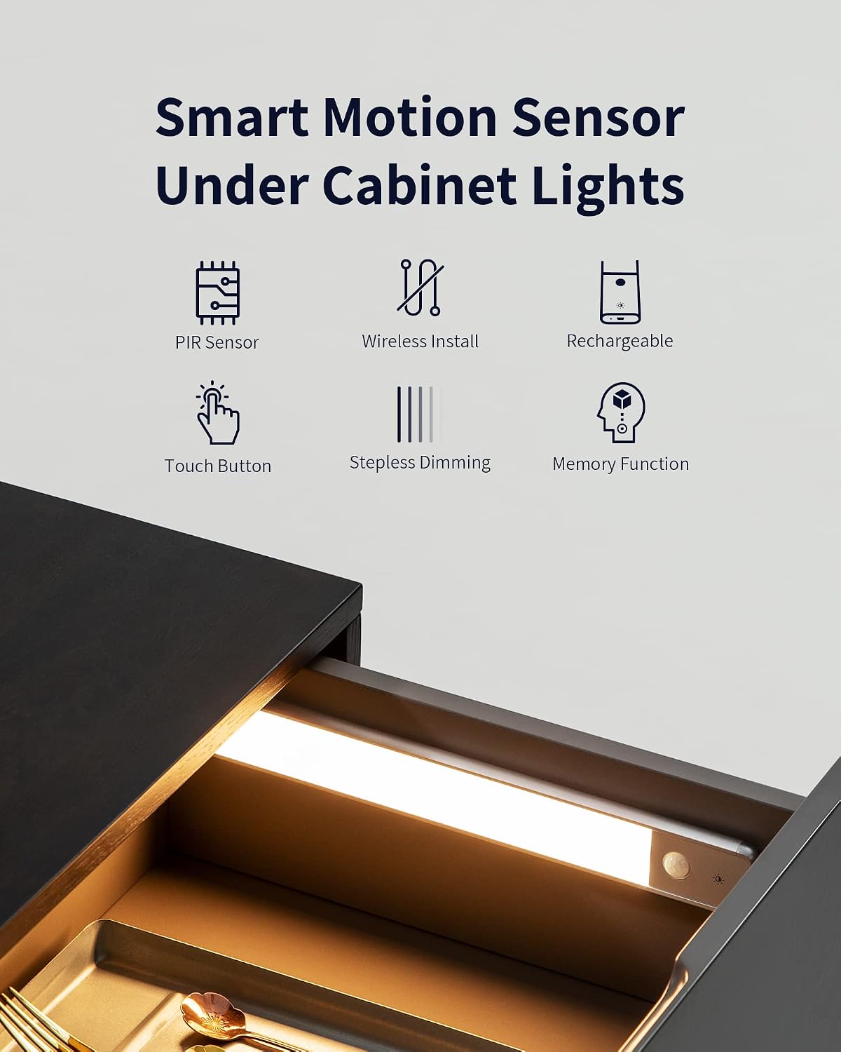 EZVALO Under Cabinet Lights, Wireless Rechargeable Motion Sensor Light Indoor, Dimmable Led Closet Light Battery