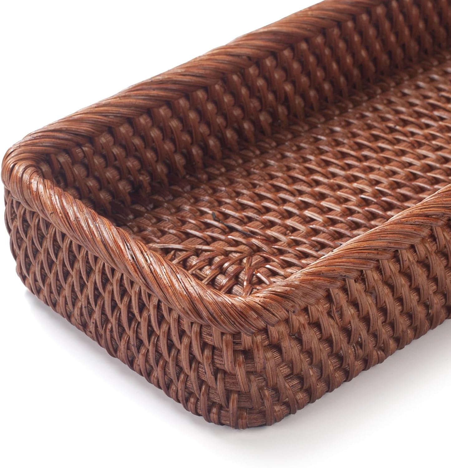Rattan Bathroom Vanity Trays Toilet Tank Baskets Long Narrow Hand / Honey Brown / 10.2 x 4.9 x 1.6