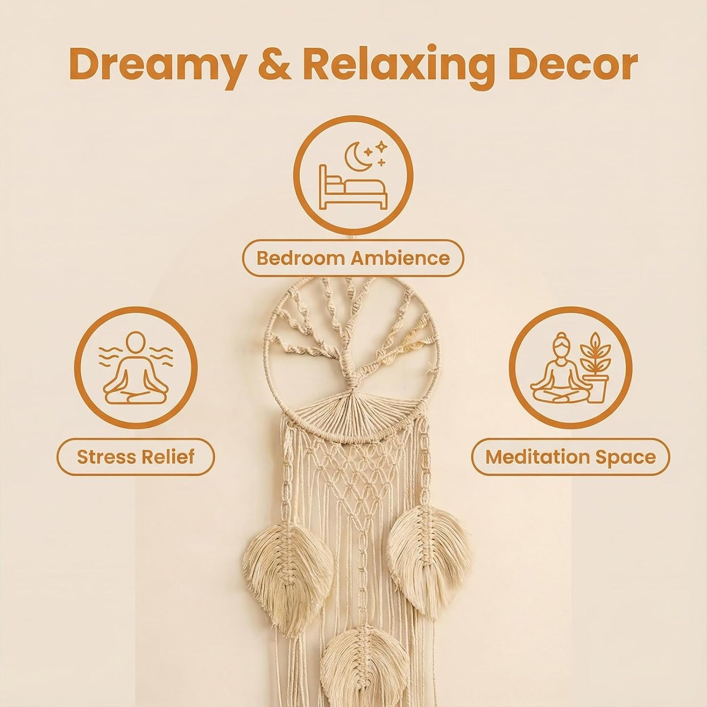 37" Long Vertical Boho Decor / White
