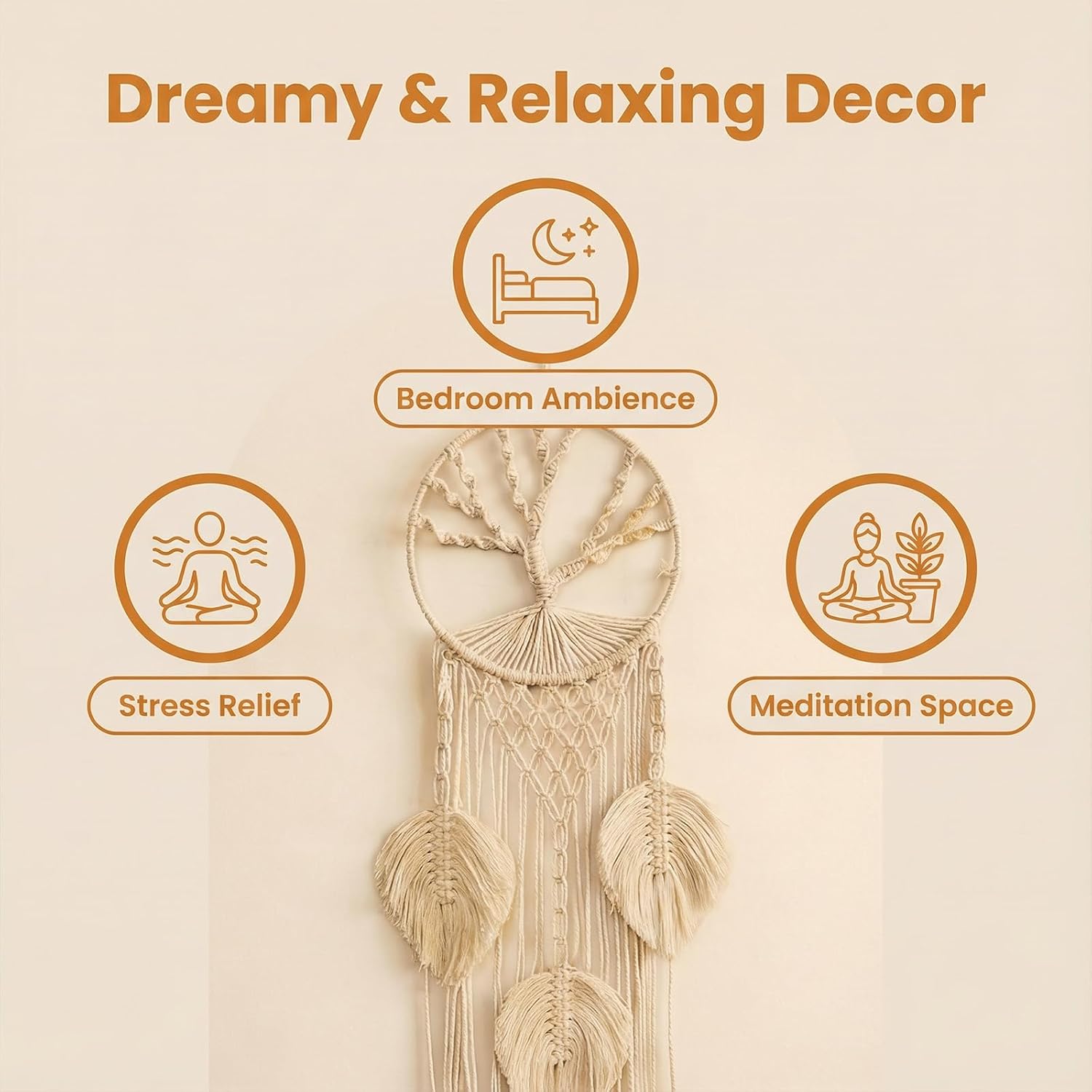 37" Long Vertical Boho Decor / White