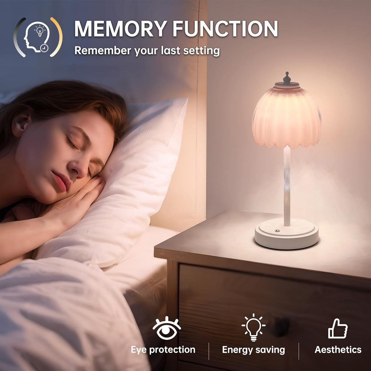 Shenmoyl Rechargeable Table Lamp with 5200mAh Battery & Touch Control - 3 Adjustable Color Temperatures, Cordless