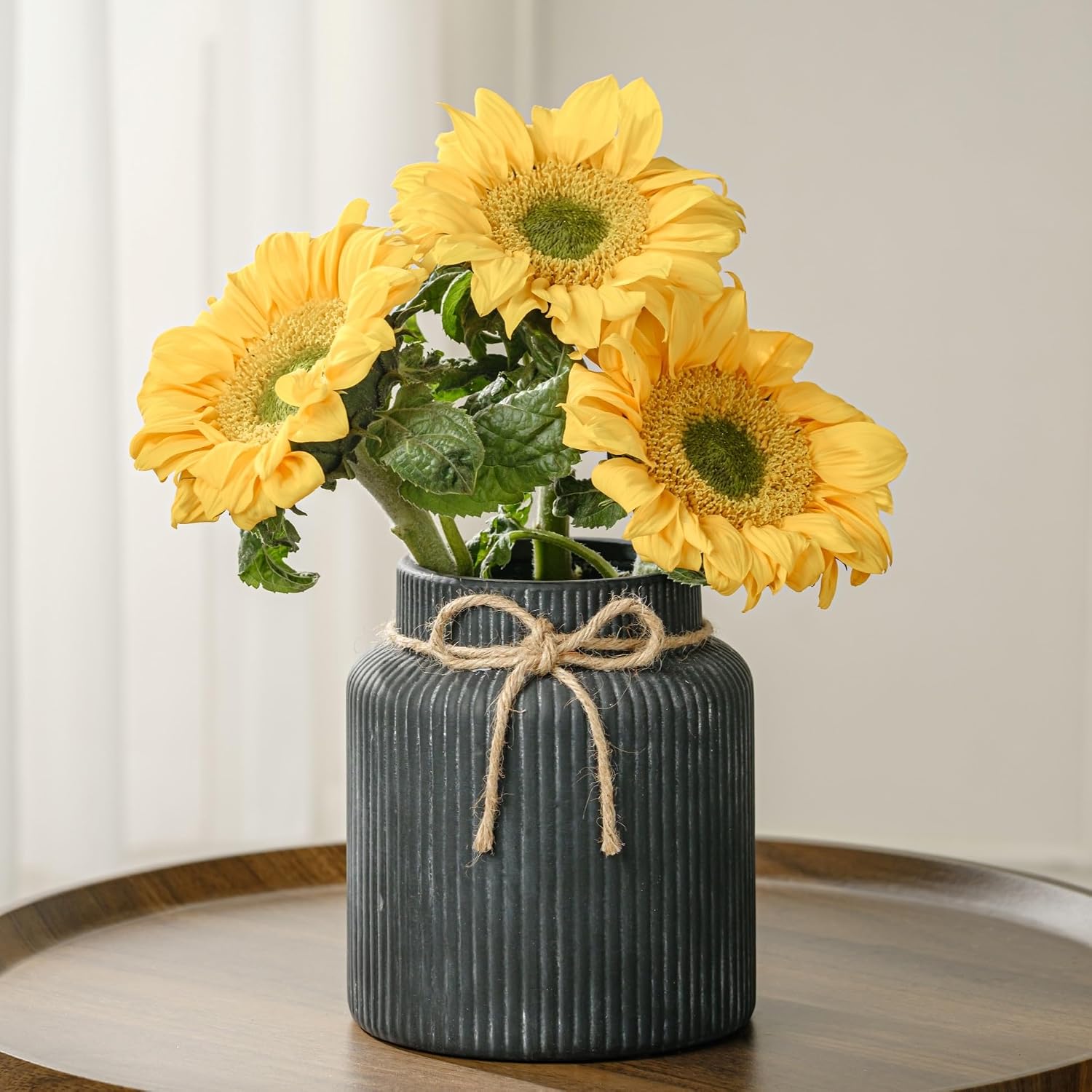 Rustic Ceramic Vase / Black / 7.2 Inch