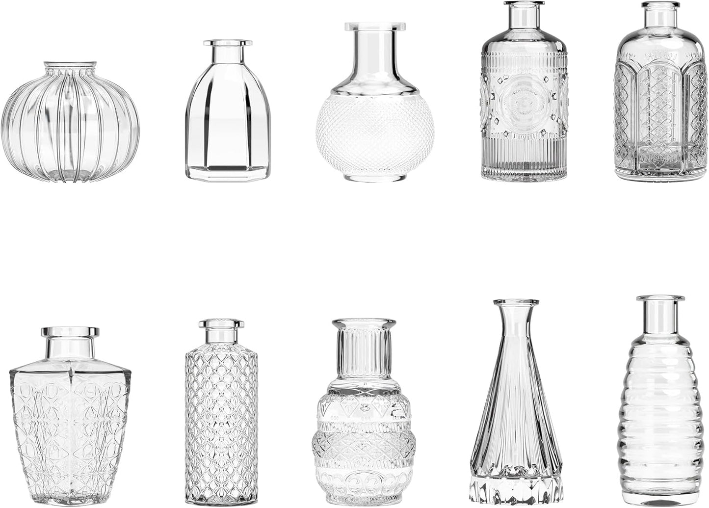 Glass Bud Vases in Bulk / Set of 10