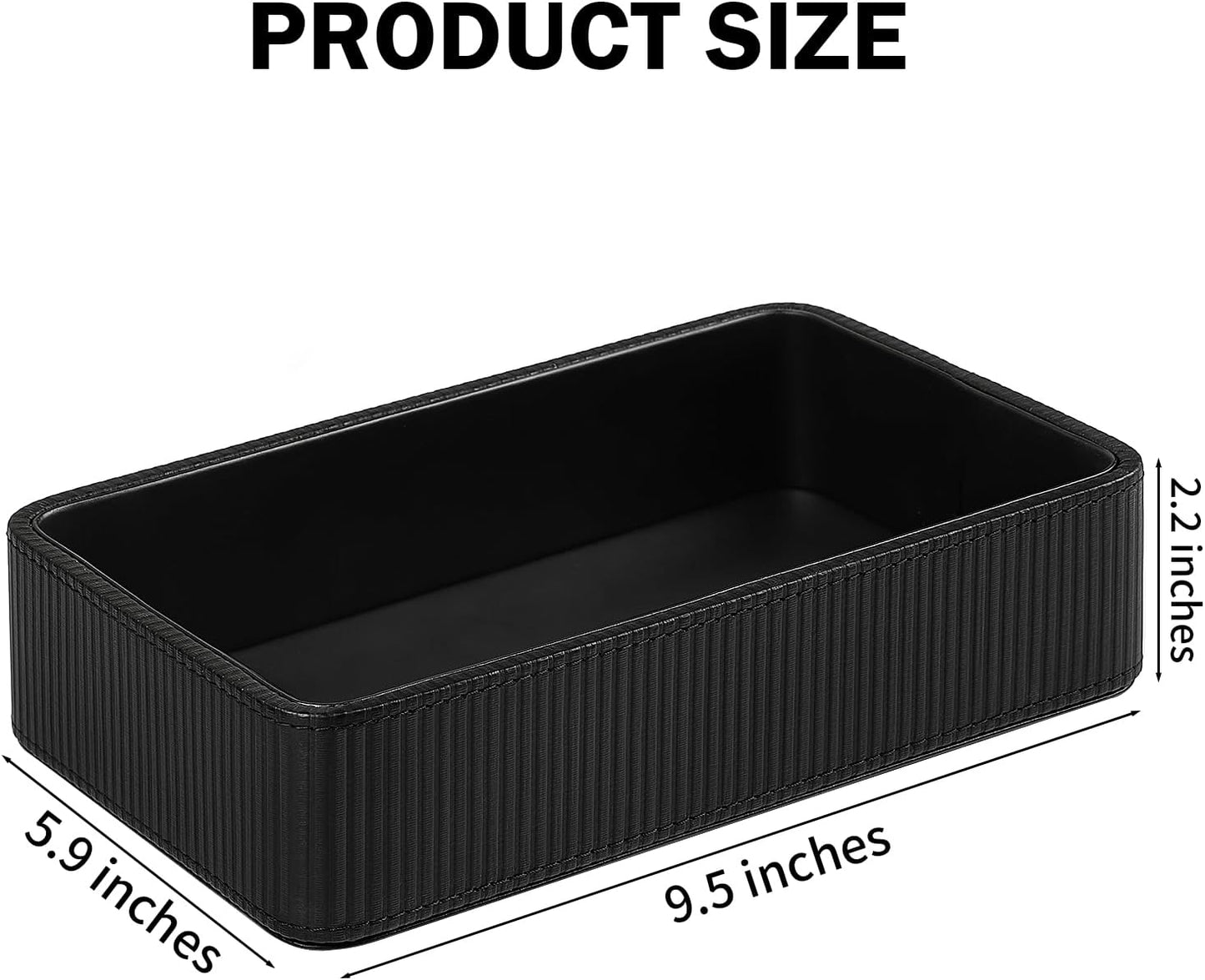 PU Leather Valet Tray Organizer / Black / 9.5 x 5.9 x 2.2