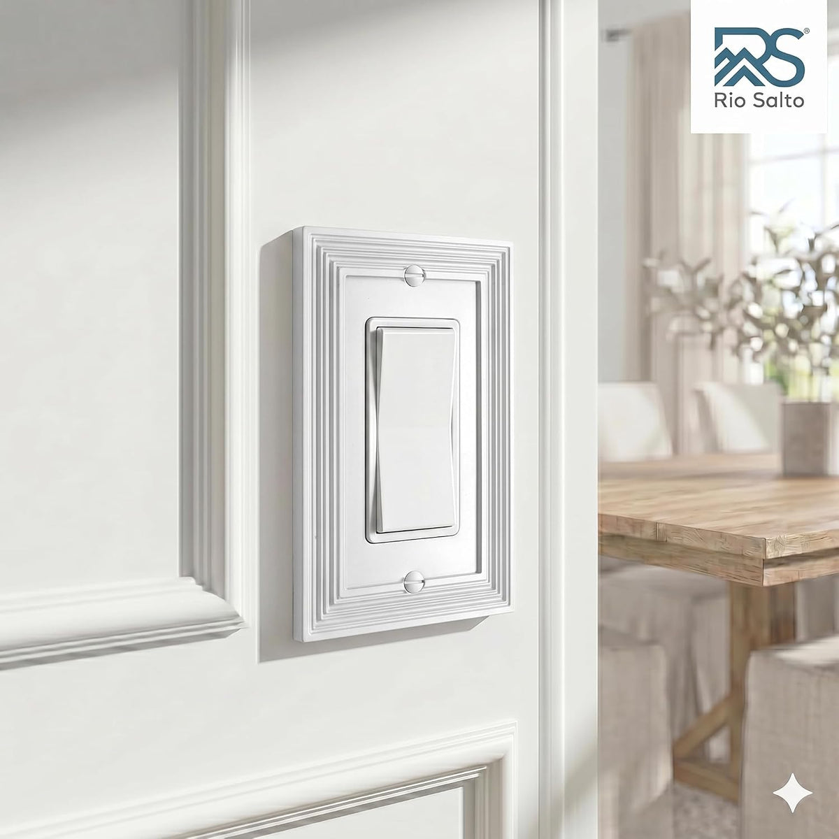 Rio Salto Rocker Light Switch Cover Plate Decorator Paddle GFCI Outlet Covers Wall Plates 1 Gang White Metal — Estate