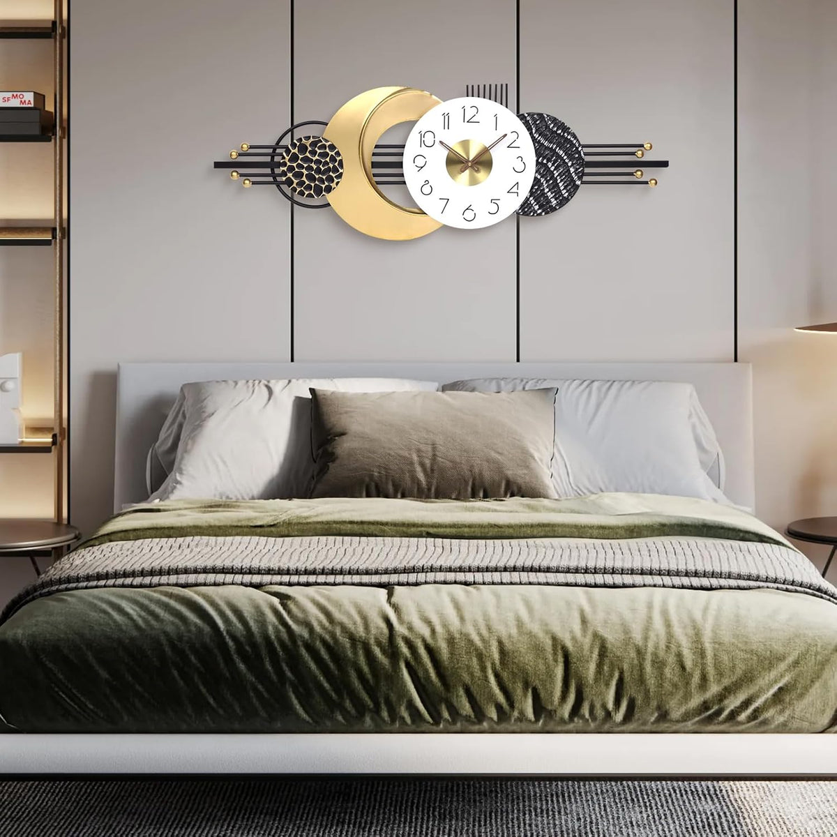 38x14 Inch Modern Silent Wall Clock, Sleek Statement Decor for Living Room | Battery Powered, Quartz Movement, Clear