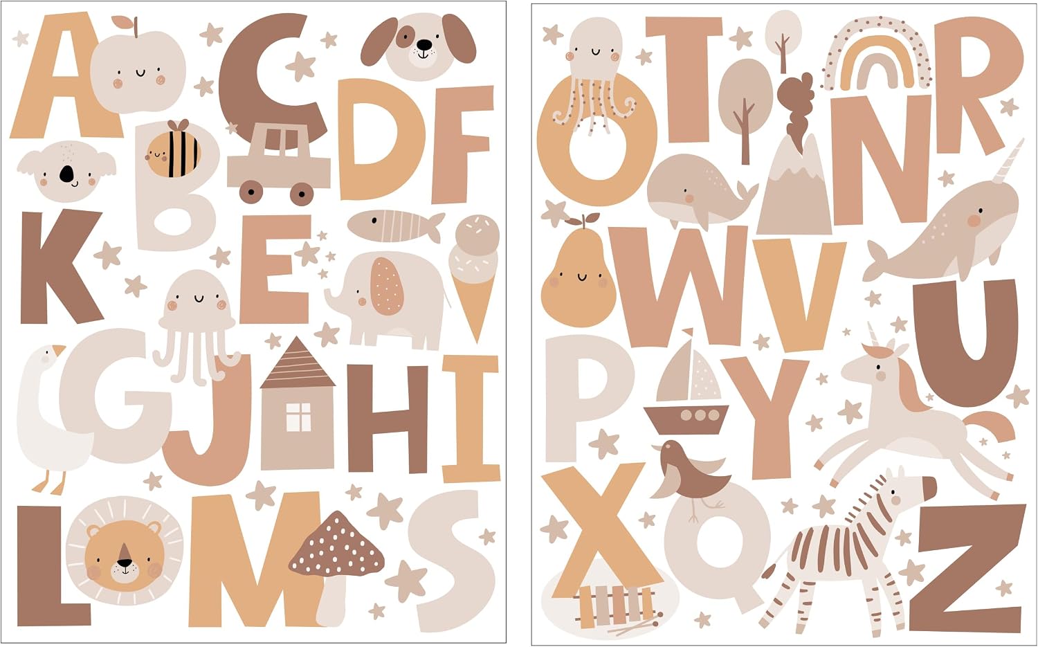 Alphabet Stickers Boho / Abc Wall Decals