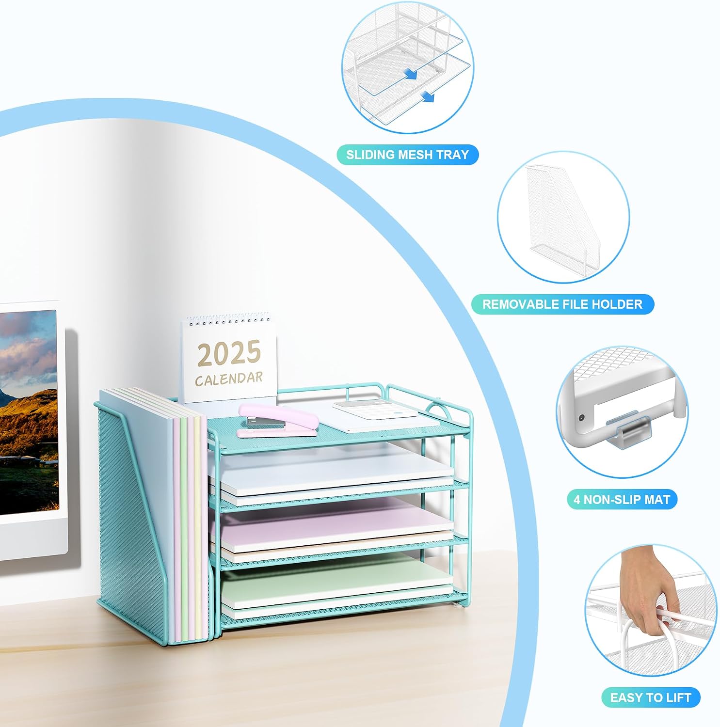 Spacrea Desk Organizers and Accessories, Paper Organizer for Desk with File organizer, Desk Accessories & Workspace