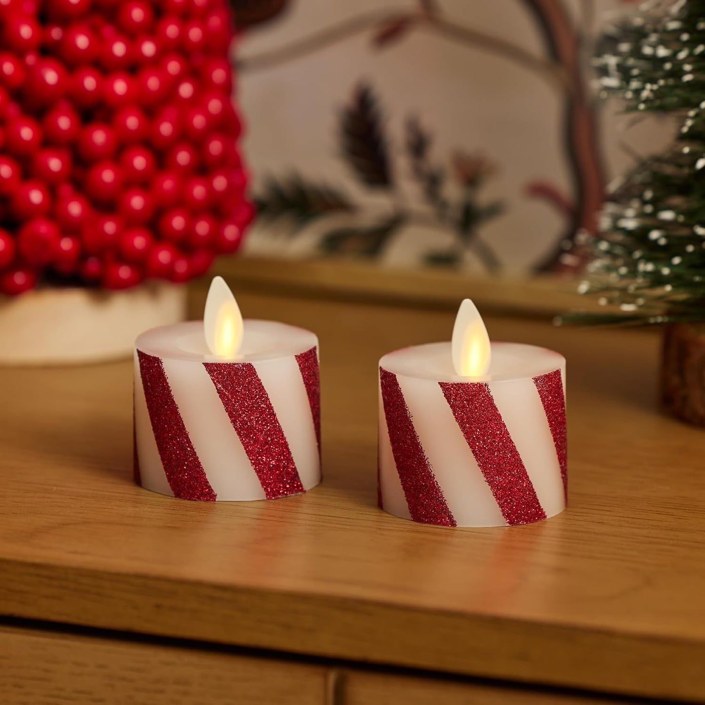 Luminara 2-Pack Moving Flame LED Flameless Tealight (1.4" x 2") Battery Operated Plastic LED Flameless Tea Light Smooth