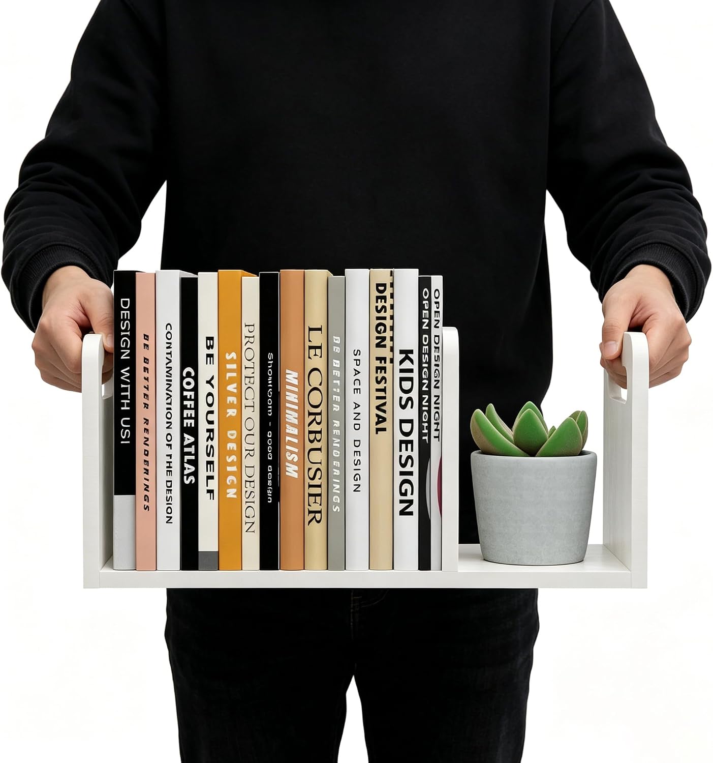 100% Solid Wood Adjustable Desktop Bookshelf / White