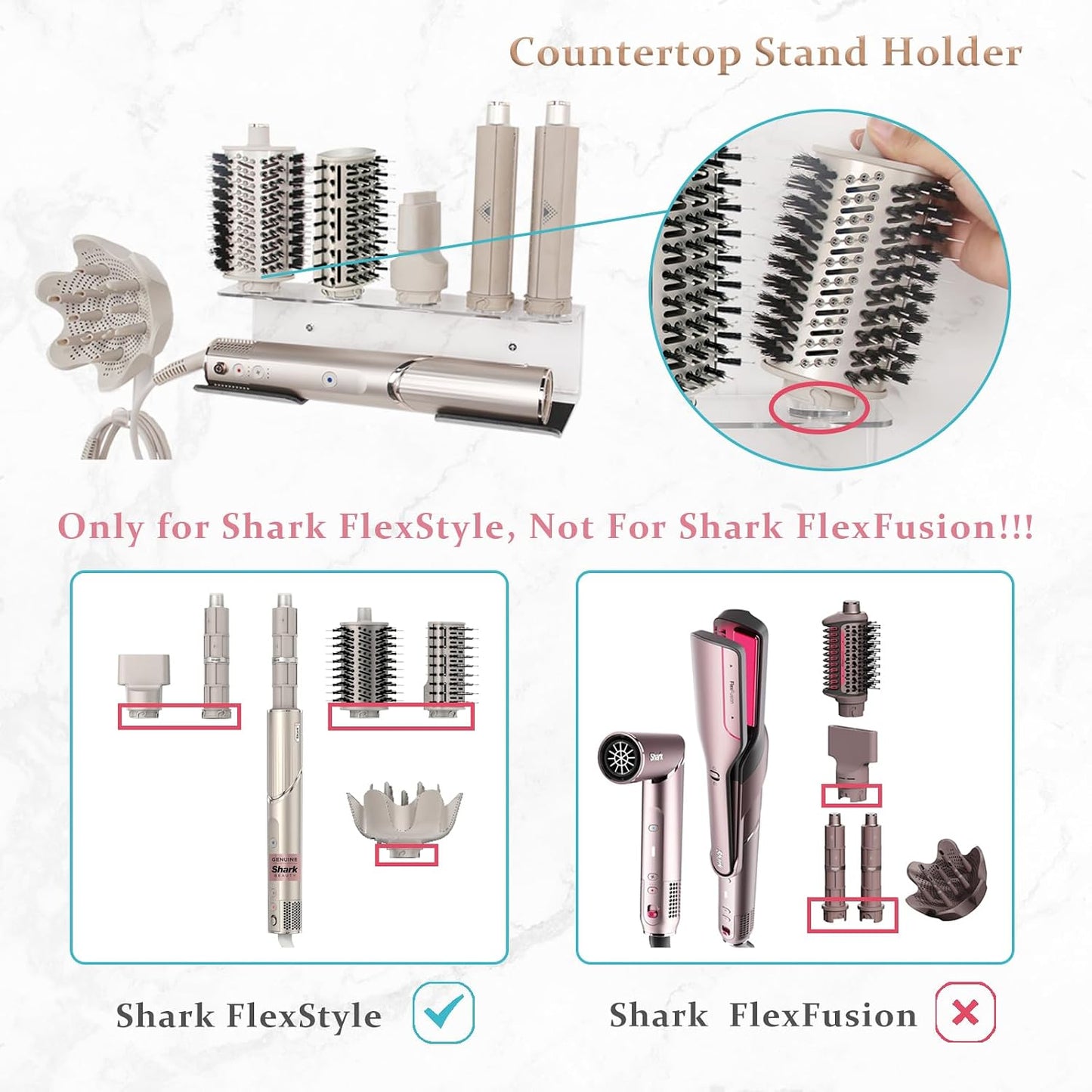 Affogato Wall Mount Holder Compatible with Shark FlexStyle, Acrylic Wall Mounted Organizer for Storage Attachments