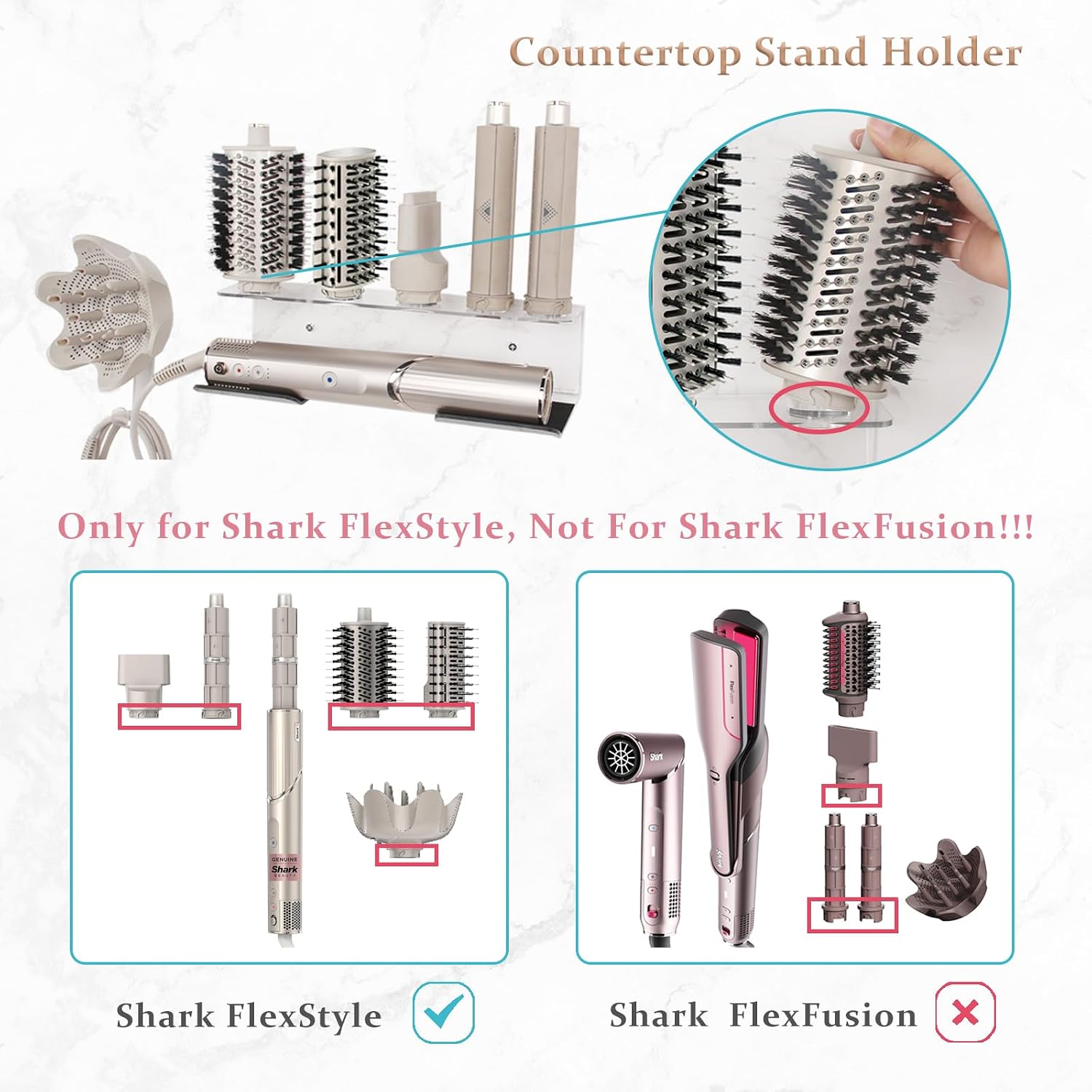 Affogato Wall Mount Holder Compatible with Shark FlexStyle, Acrylic Wall Mounted Organizer for Storage Attachments
