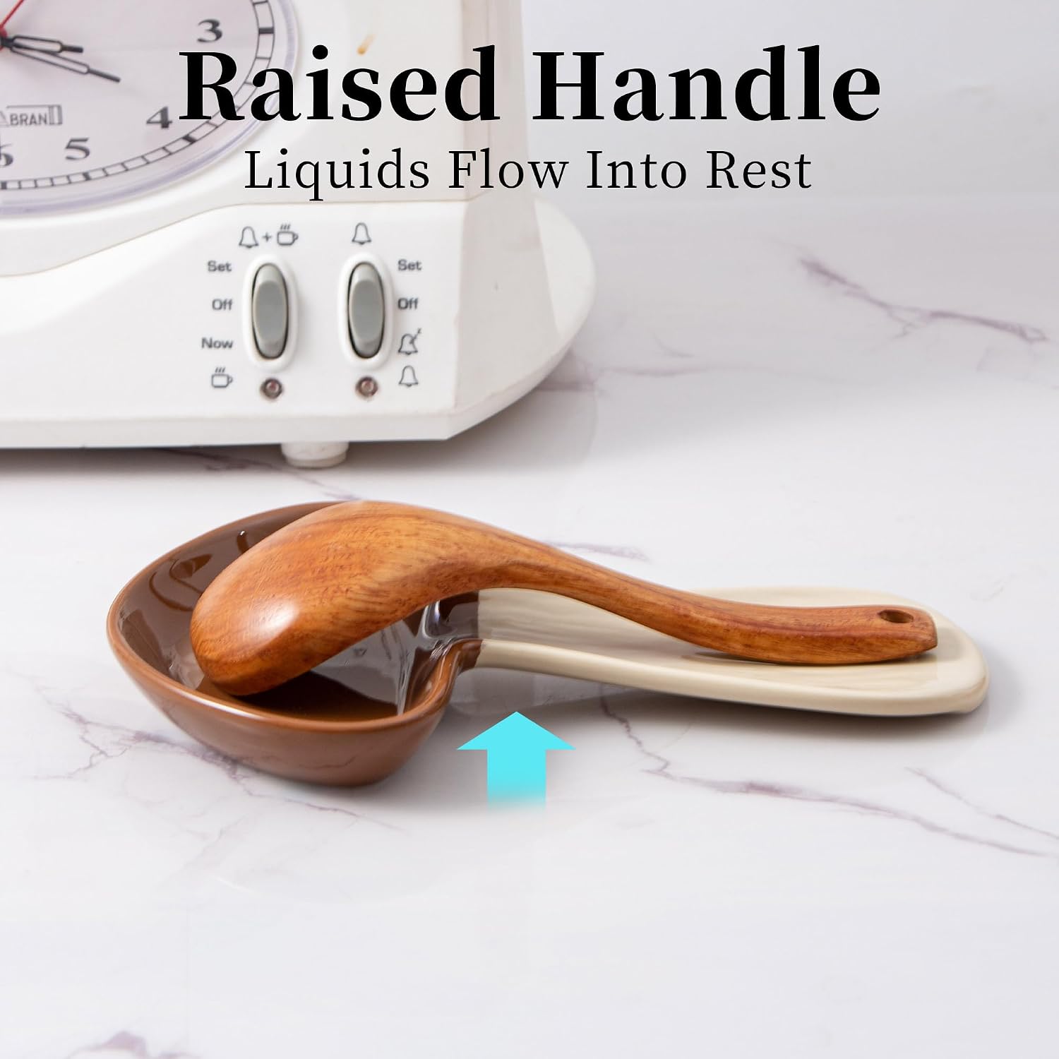Ceramic Spoon Holder for Stove Top / Brown Mushroom