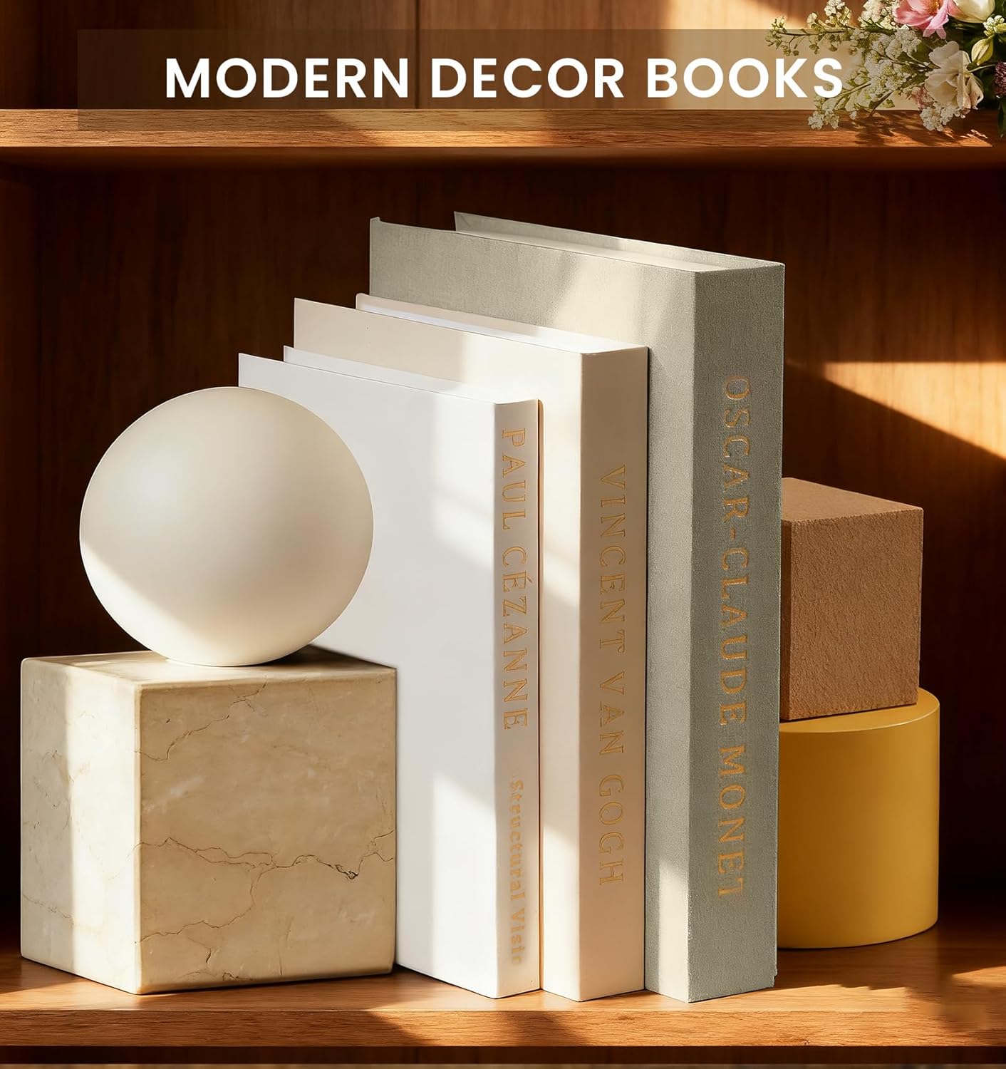 Faux Decor Book Storage Box for Decoration / Green/beige/white / Set of 3
