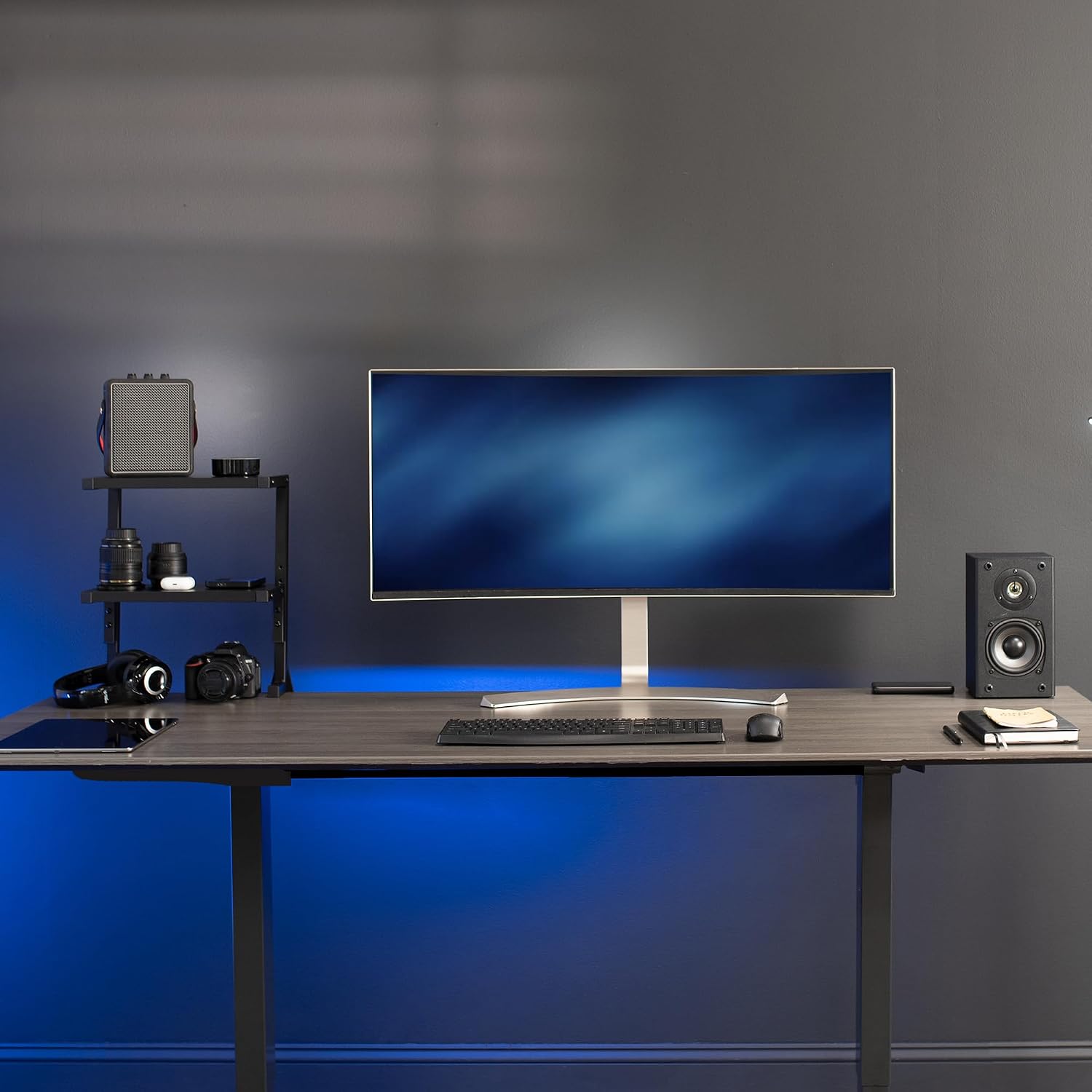 VIVO Black Clamp-on 13 inch 2-Tier Desk Shelf, STAND-SHELF2C | Above or Below Desk, 2 Level Shelving Unit for Table