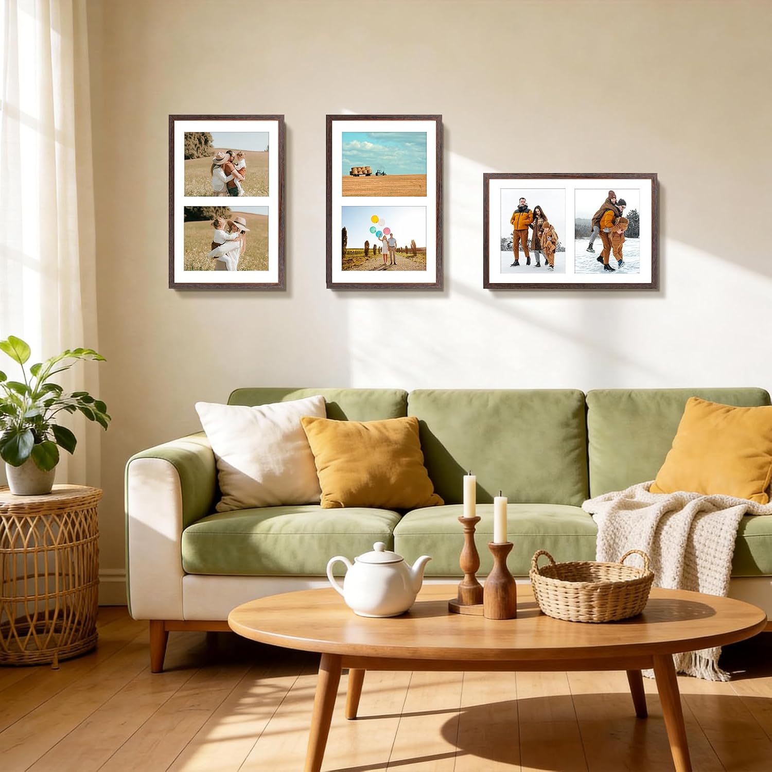 Golden State Art 12x19 Distressed Brown Picture Frame For Two 8x10 Photos | 1 Pack,Matted to Double 8x10,Solid Wood