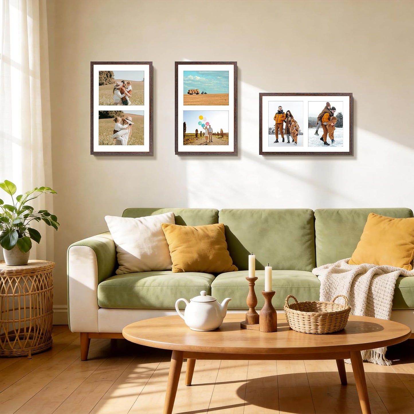 Golden State Art 12x19 Distressed Brown Picture Frame For Two 8x10 Photos | 2 Pack,Matted to Double 8x10,Solid Wood