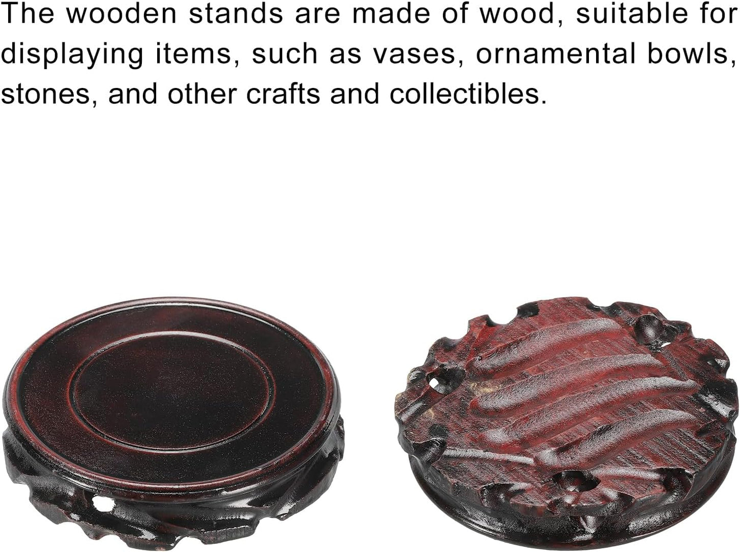 Wooden Display Stand Base Stand Holders 110mm/ Diameter for Vase Bonsai Stone / Black / 4.33 Inch