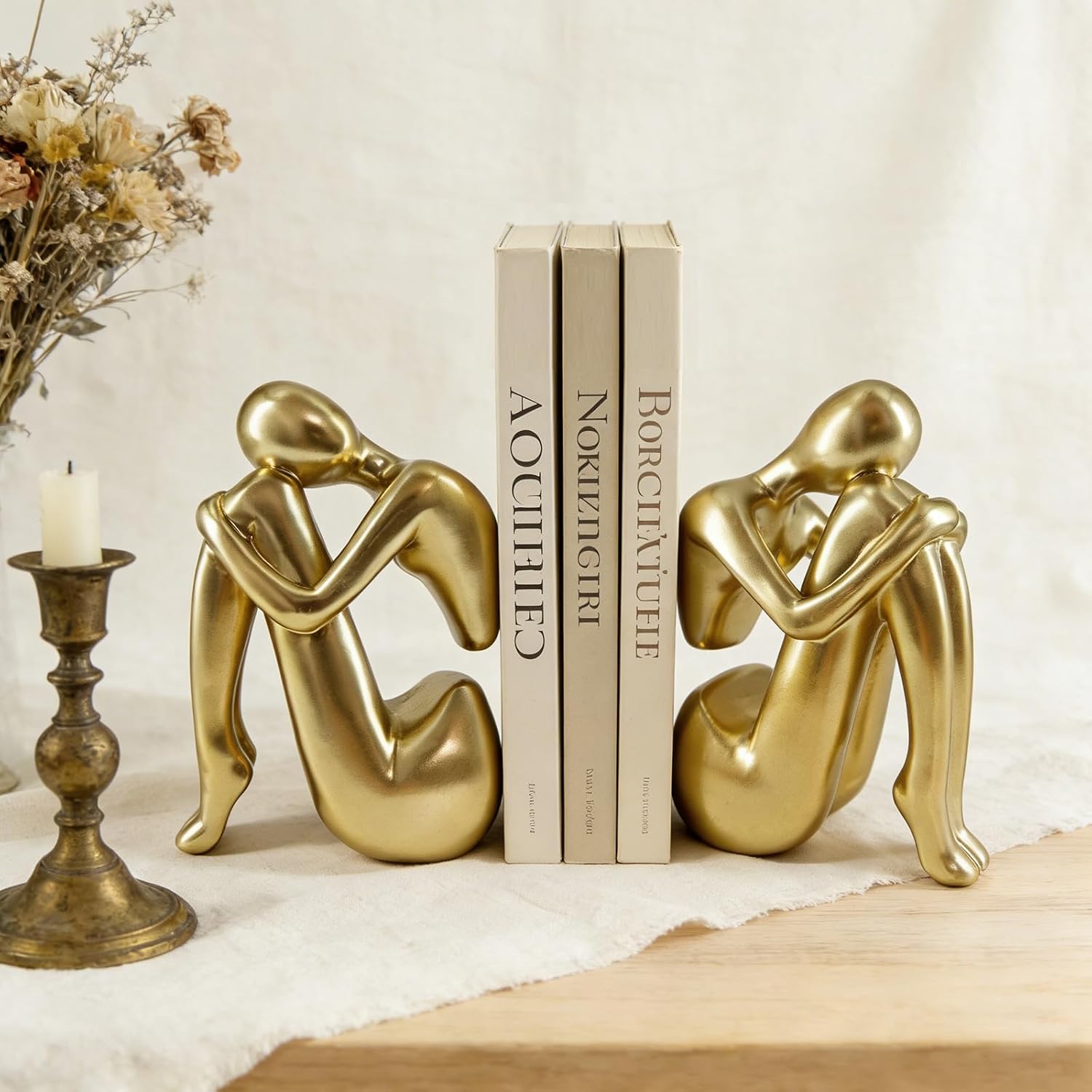 Modern Decorative Resin Book Ends for Heavy Books / Golden