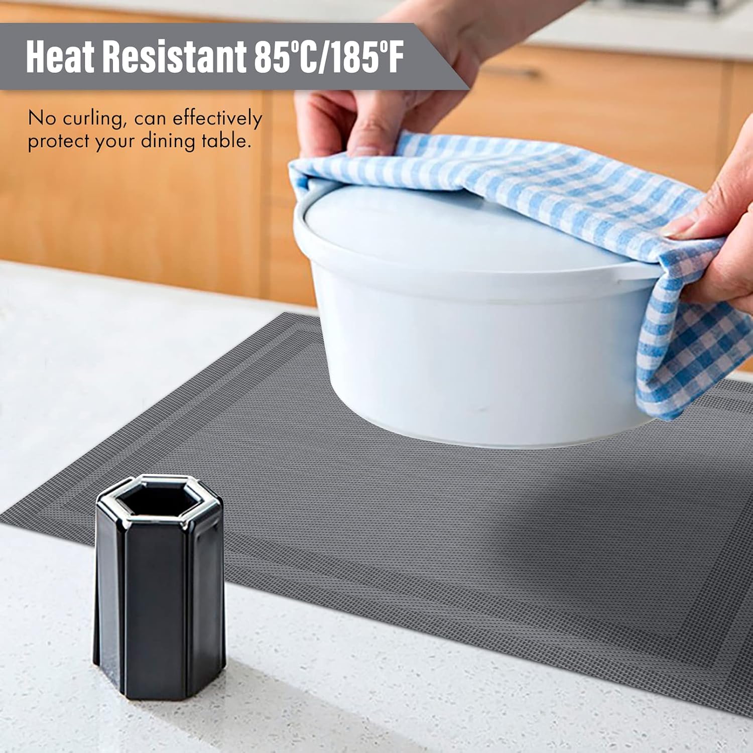 Winknowl Placemats Set of 8，Heat Resistant Woven Vinyl Washable PVC Place Mats，Non-Slip Stain Resistant Indoor/Outdoor