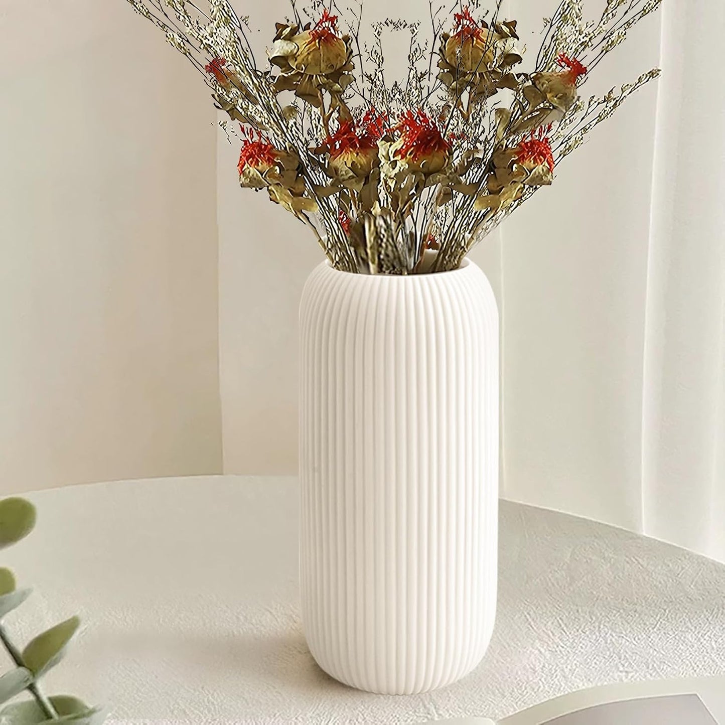 Ceramic Vase for Flowers / Tall White