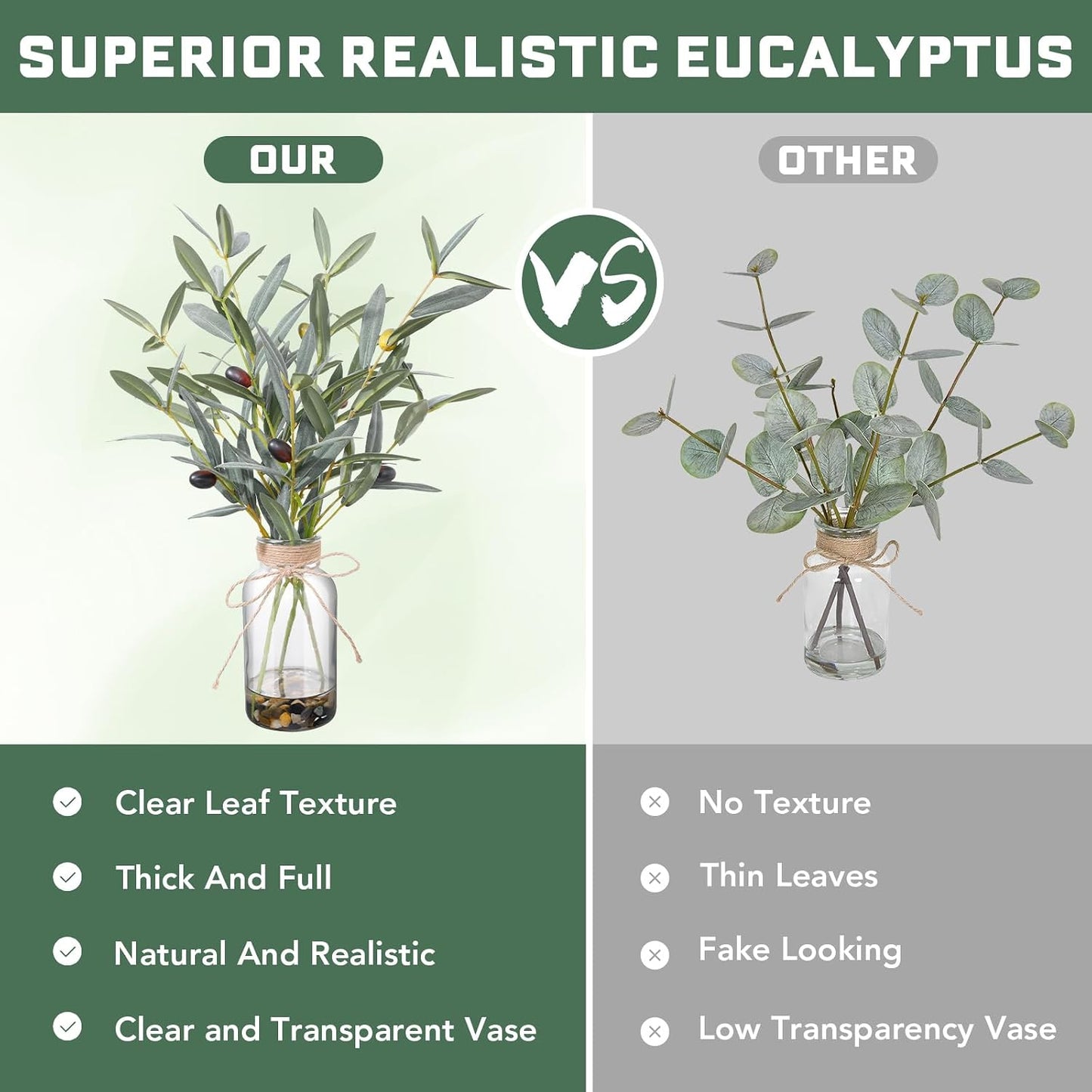 15.74" Artificial Olive Branches in Glass Vase / Sl-0977 / Natural